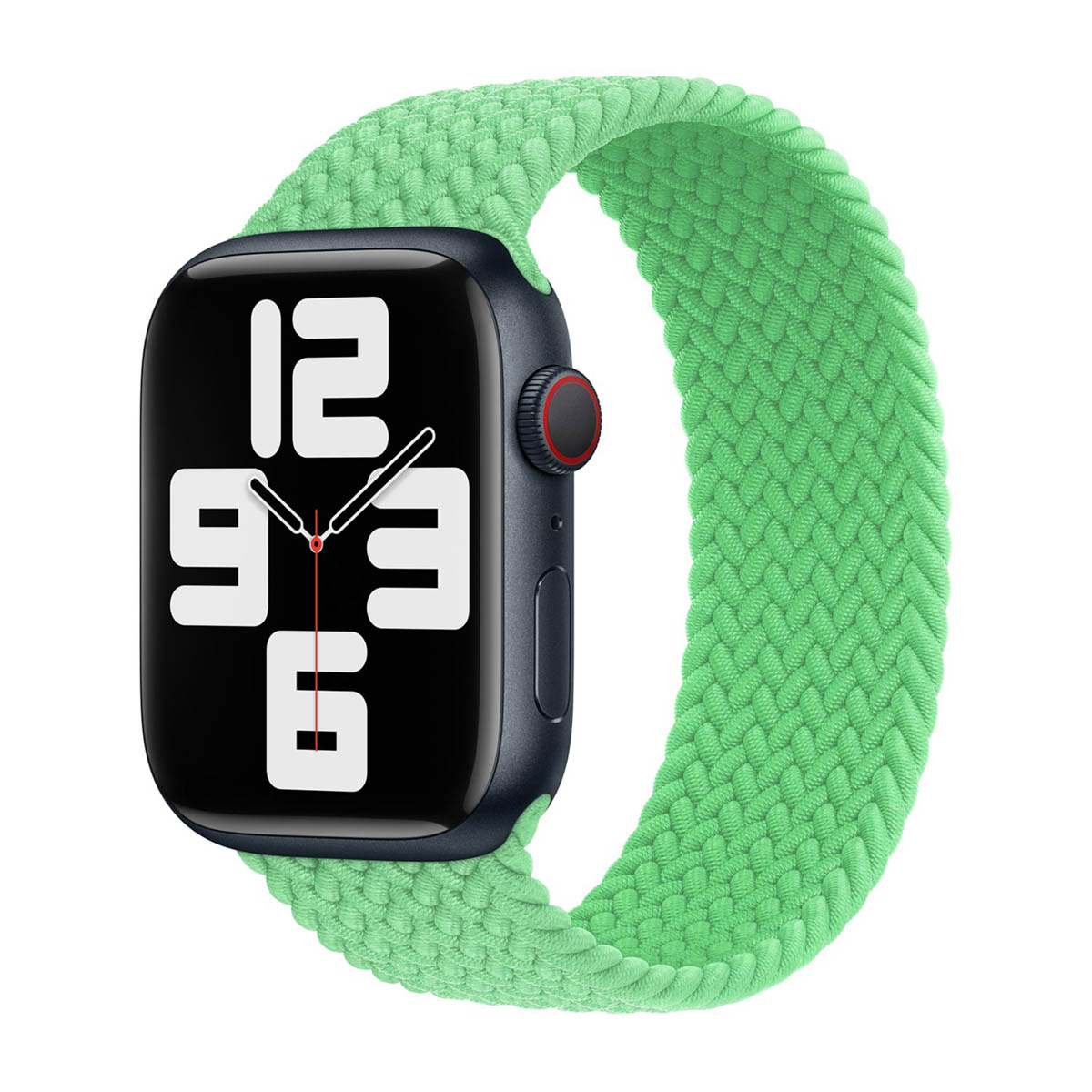 Bracelet Solo tress&eacute; Apple Watch  44/45/46/49 mm - Taille 9 - Bright Green