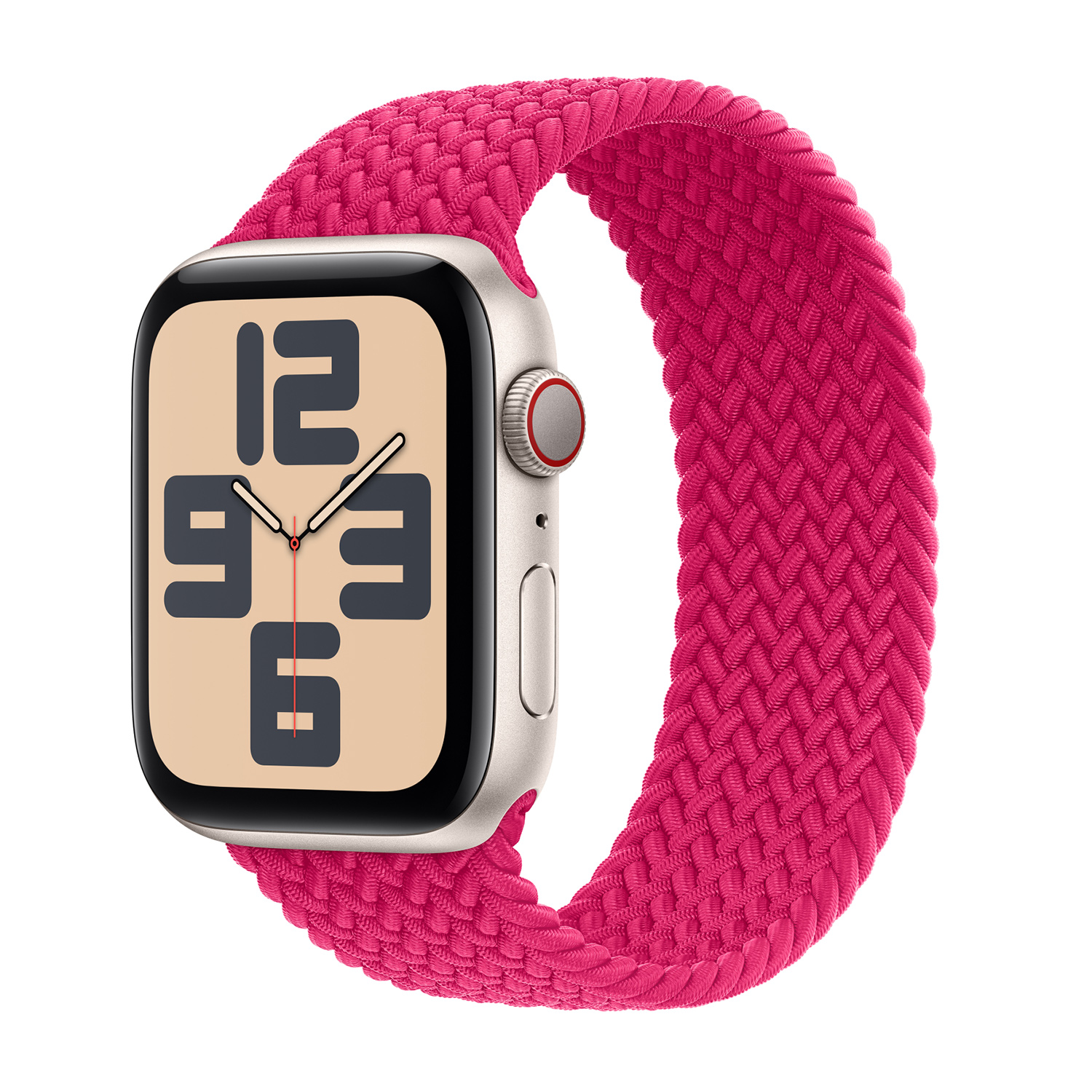 Bracelet Solo tress&eacute; Apple Watch 44/45/46/49 mm - Taille 2 - Raspberry