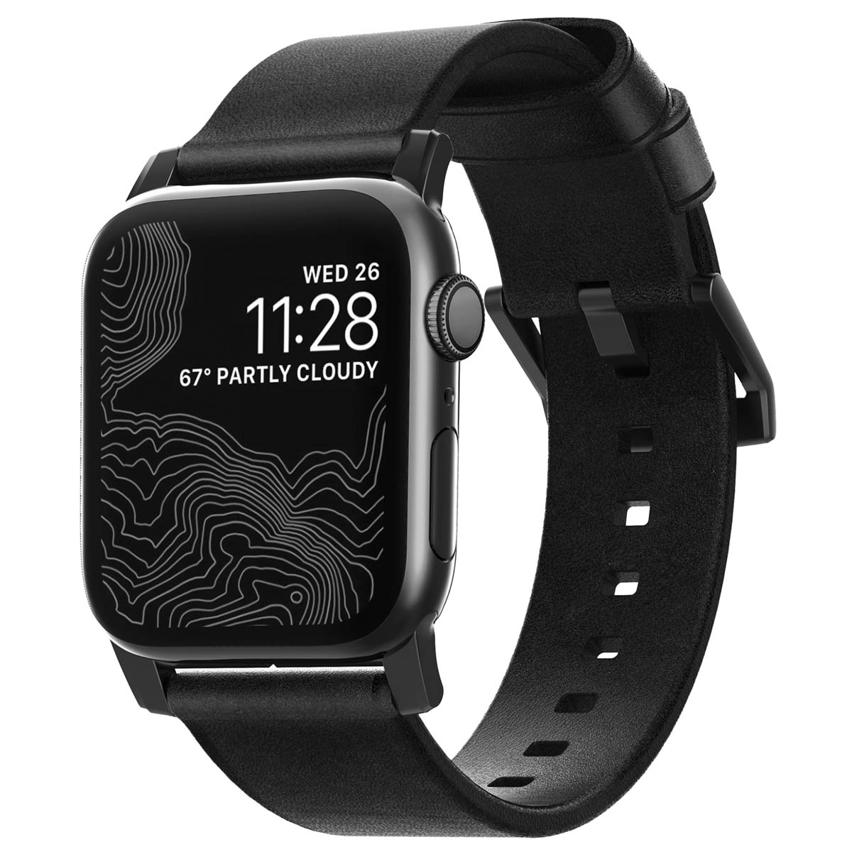 Nomad Bracelet moderne en cuir pour Apple Watch | 44/45/46/49 mm - Noir
