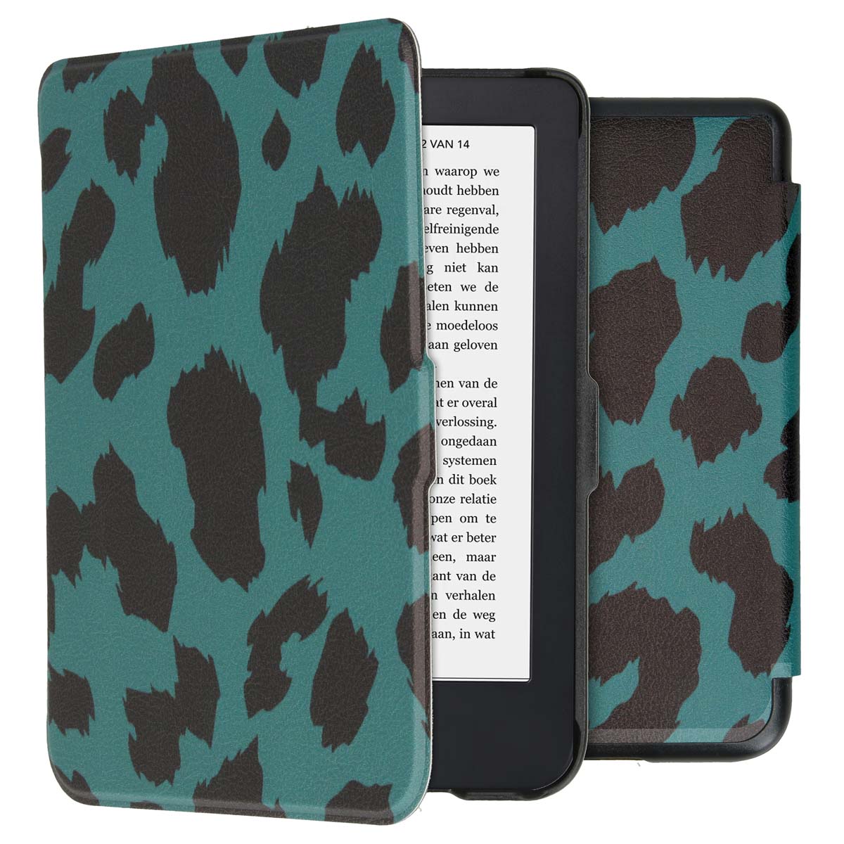 imoshion Design Slim Hard Case Sleepcover pour Kobo Clara 2E / Tolino Shine 4 - Green Leopard