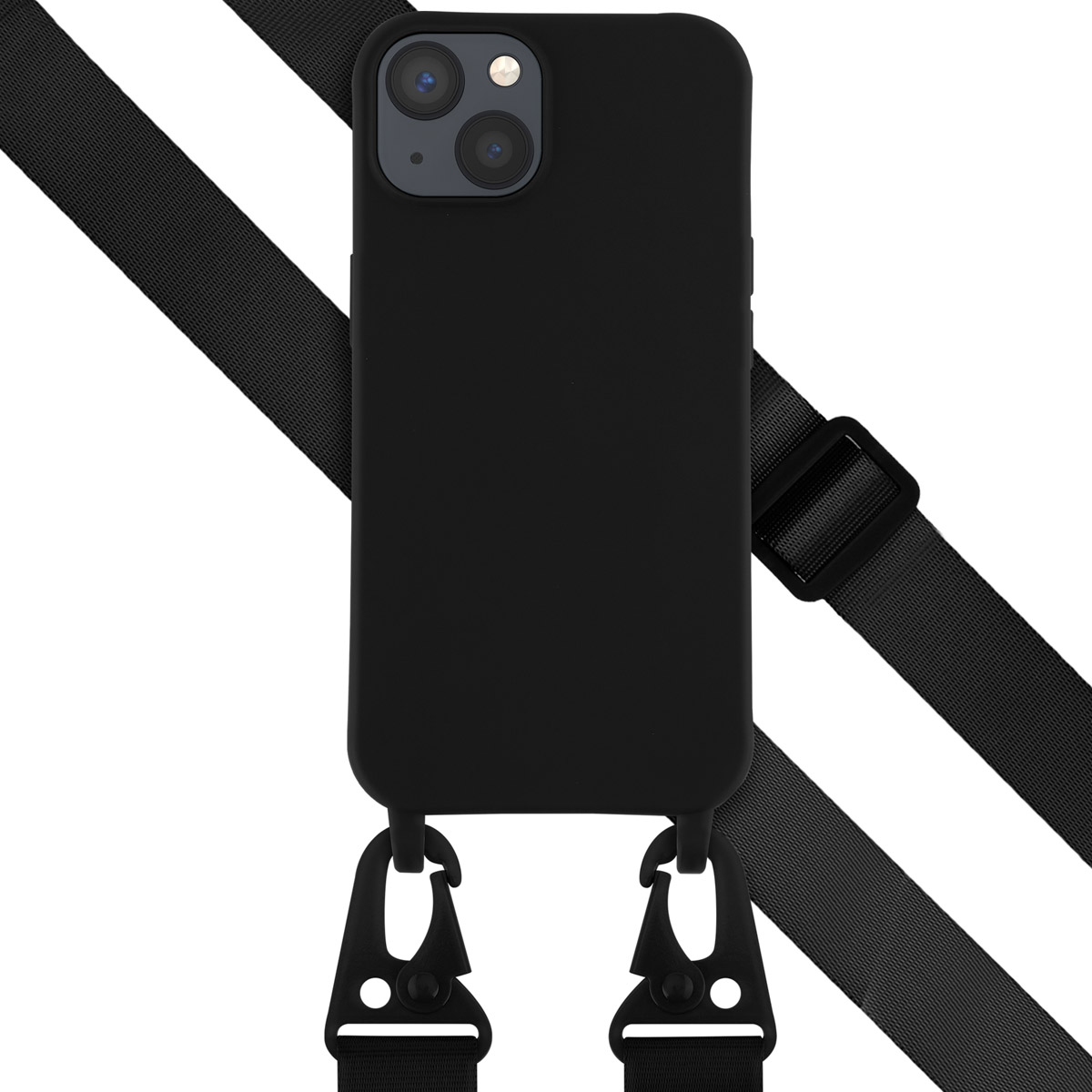 Selencia Coque silicone avec cordon amovible pour Apple iPhone 13 - Noir