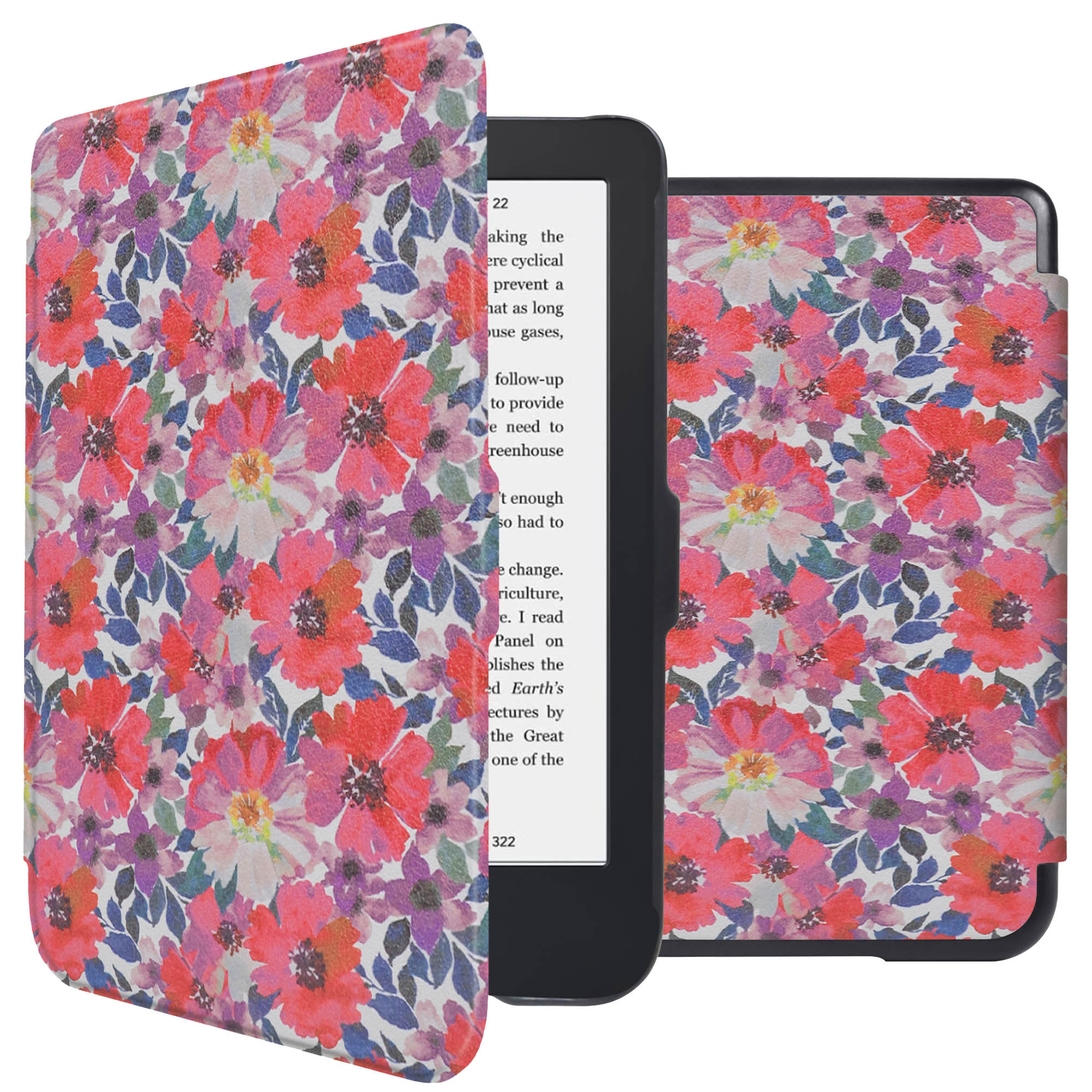 imoshion Design Slim Hard Case Sleepcover pour Kobo Clara 2E / Tolino Shine 4 - Flower Watercolor