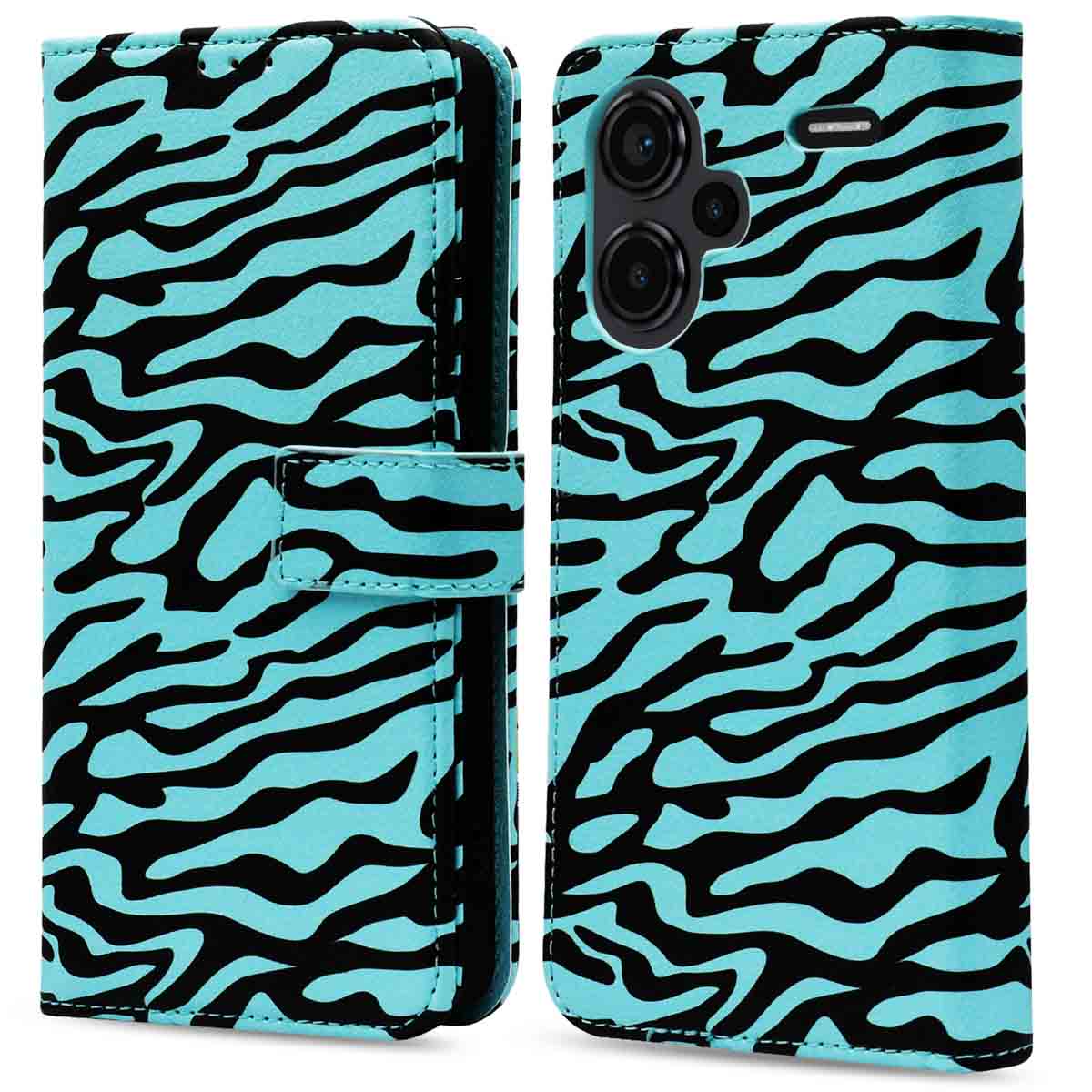 imoshion Design Bookcase voor de Xiaomi Redmi Note 13 Pro Plus (5G) - Black Blue Stripes
