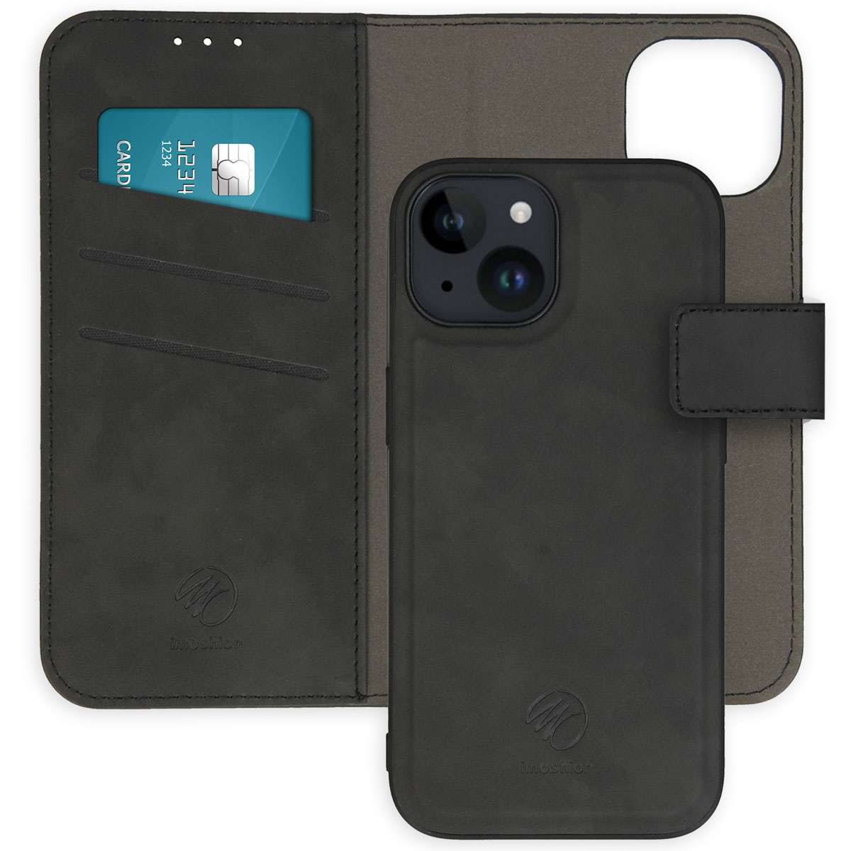 imoshion Uitneembare 2-in-1 Luxe Bookcase voor de Apple iPhone 15 - Zwart