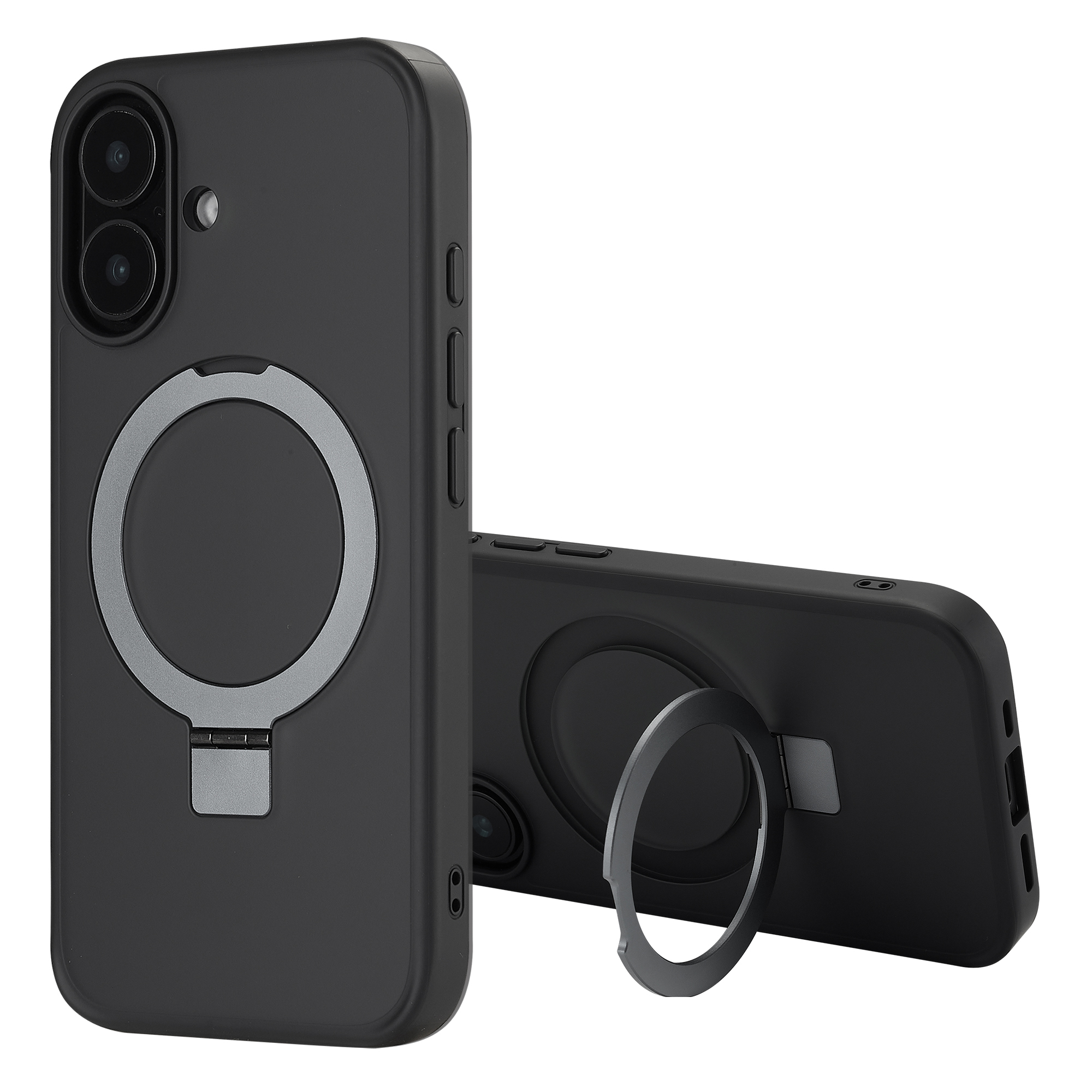 Accezz Coque Ring Stand avec MagSafe Apple iPhone 16 - Noir