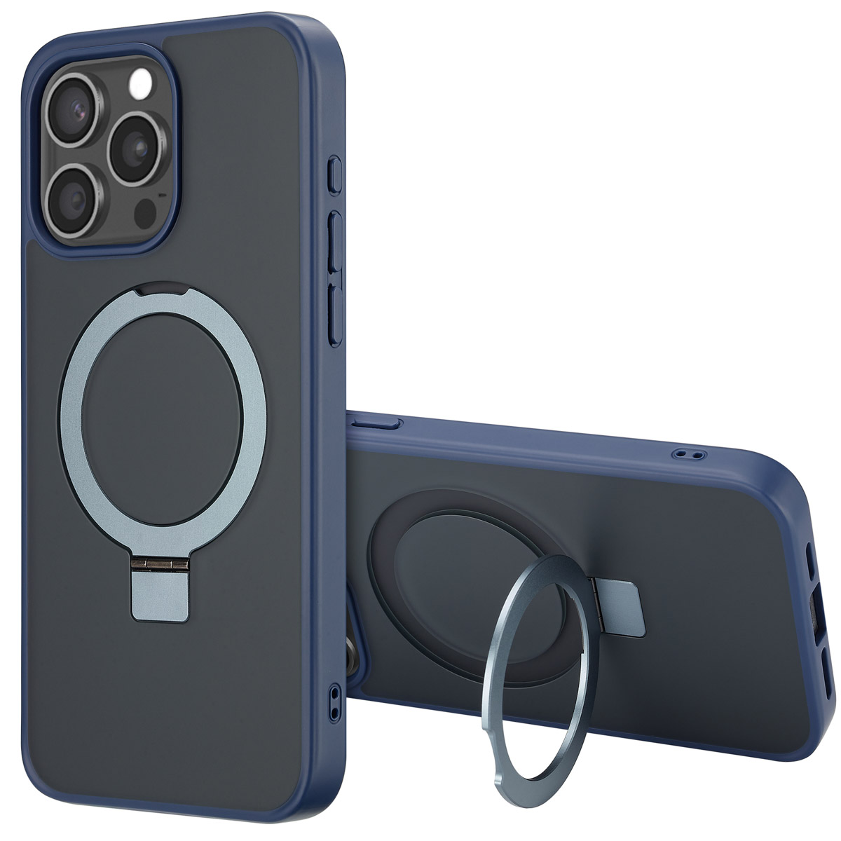 Accezz Ring Stand Backcover met MagSafe voor de Apple iPhone 15 Pro Max - Blauw