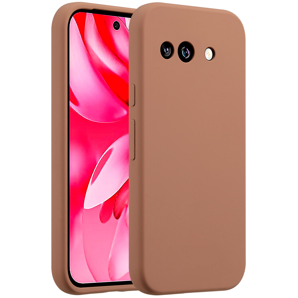 Accezz Coque Liquid Silicone Google Pixel 9A - Marron clair