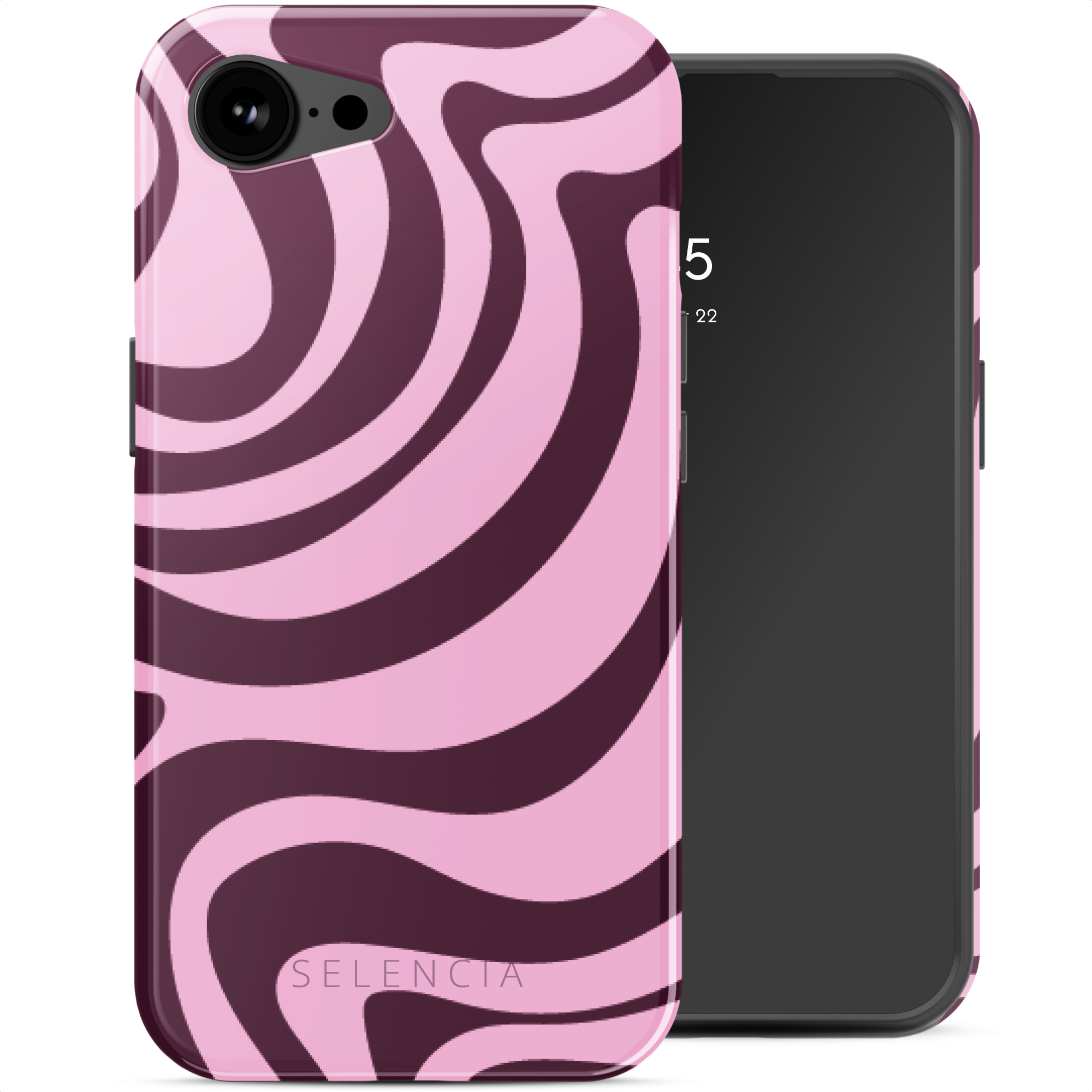 Coque pour iPhone 16e Plastique Wavy Swirl Pink Prune
