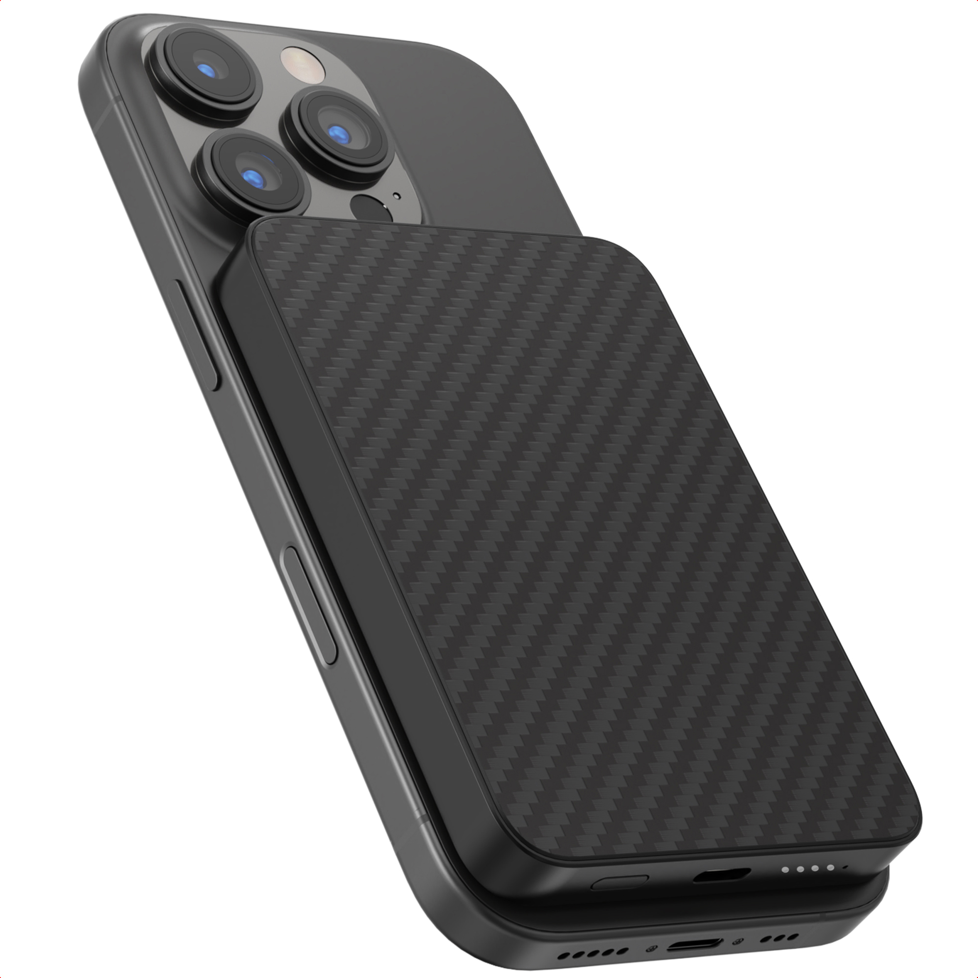 ACCEZZ Powerbank Kevlar 5 000 mAh - Convient pour MagSafe et Qi - Noir