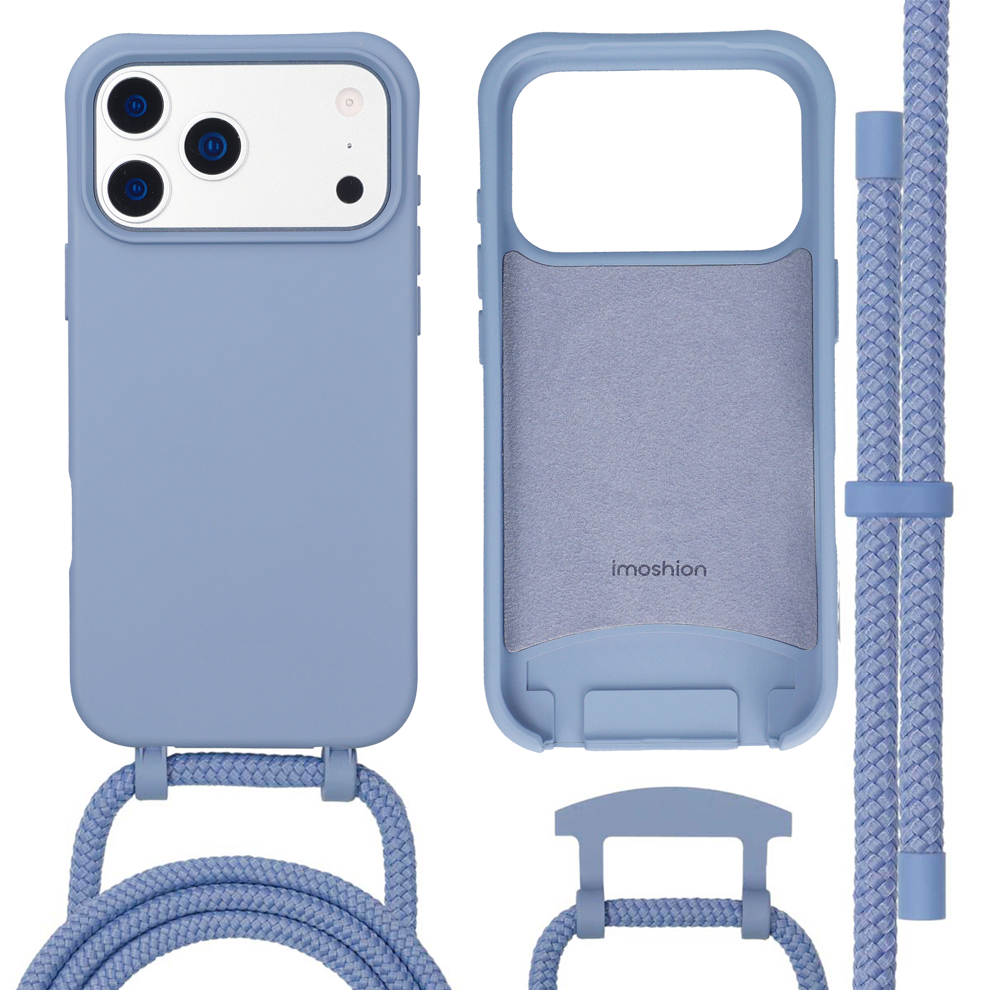 imoshion Coque arrière Color avec cordon amovible et MagSafe Apple iPhone 17 Pro - Ash Blue