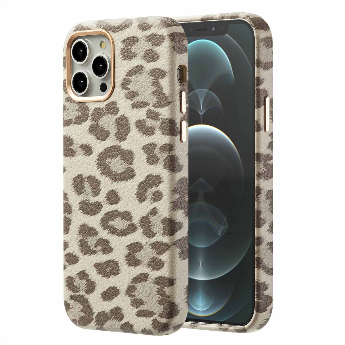 Selencia Coque Sabi imprim&eacute; panth&egrave;re avec MagSafe Apple iPhone 12 (Pro) - Soft Ivory