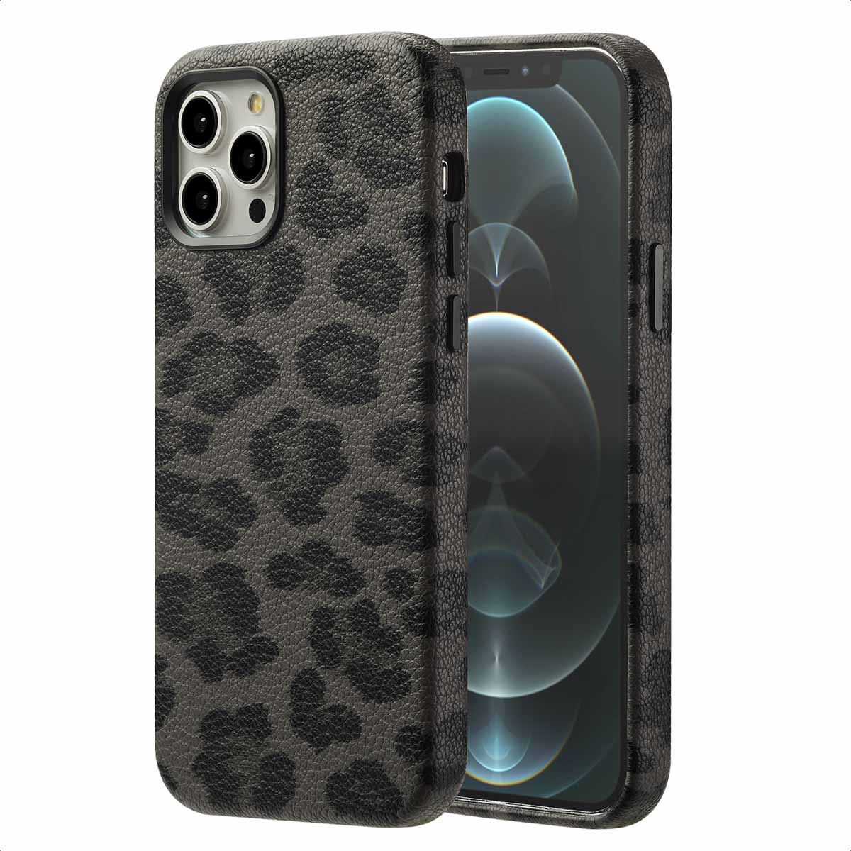 Selencia Coque Sabi imprim&eacute; panth&egrave;re avec MagSafe Apple iPhone 12 (Pro) - Midnight Black