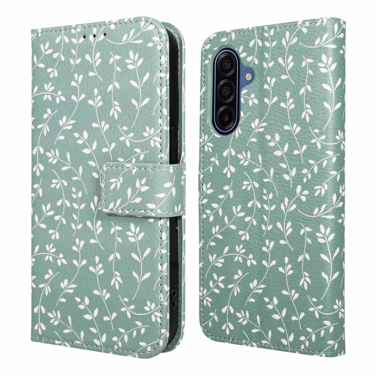 imoshion Design Bookcase voor de Samsung Galaxy A17 (5G) / (4G) - Smoke Green Flowers