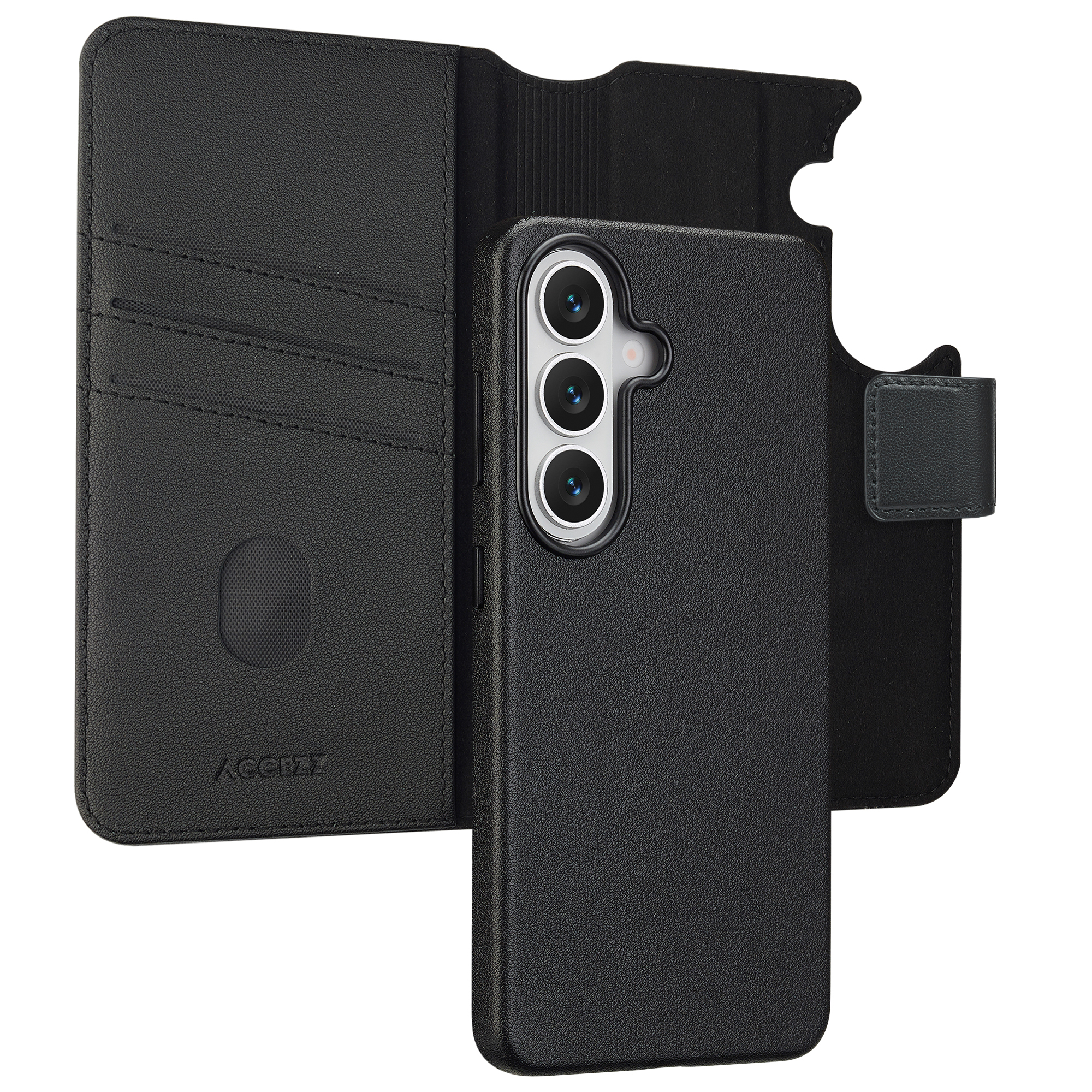 ACCEZZ  &Eacute;tui de t&eacute;lephone portefeuille en cuir 2-en-1 avec MagSafe Samsung Galaxy S26 - Onyx Black