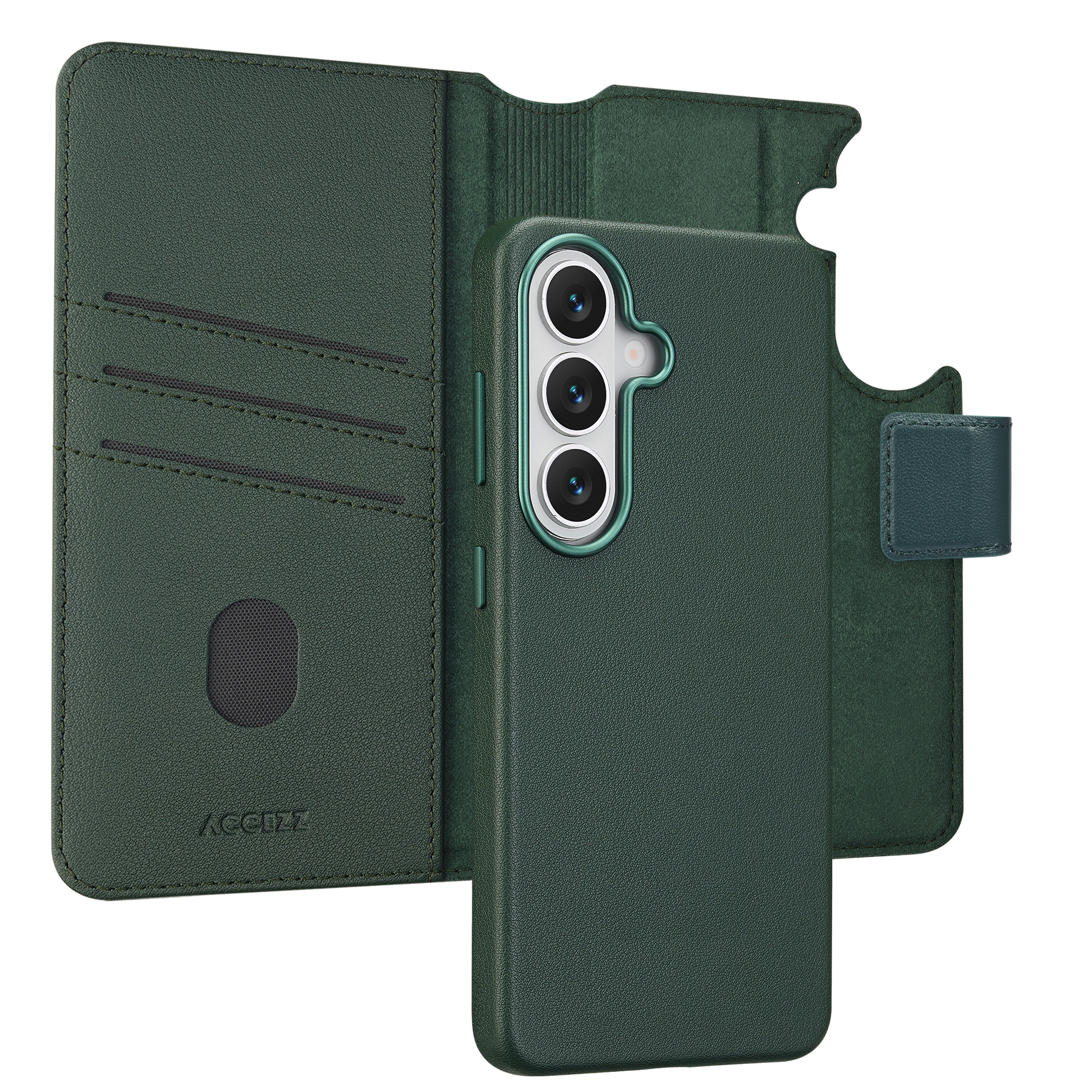ACCEZZ  &Eacute;tui de t&eacute;lephone portefeuille en cuir 2-en-1 avec MagSafe Samsung Galaxy S26 - Cedar Green