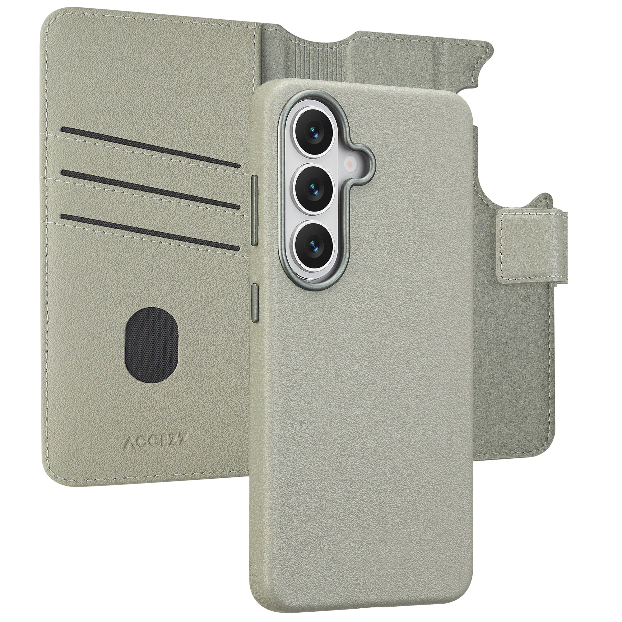 ACCEZZ  &Eacute;tui de t&eacute;lephone portefeuille en cuir 2-en-1 avec MagSafe Samsung Galaxy S26 - Light Grey