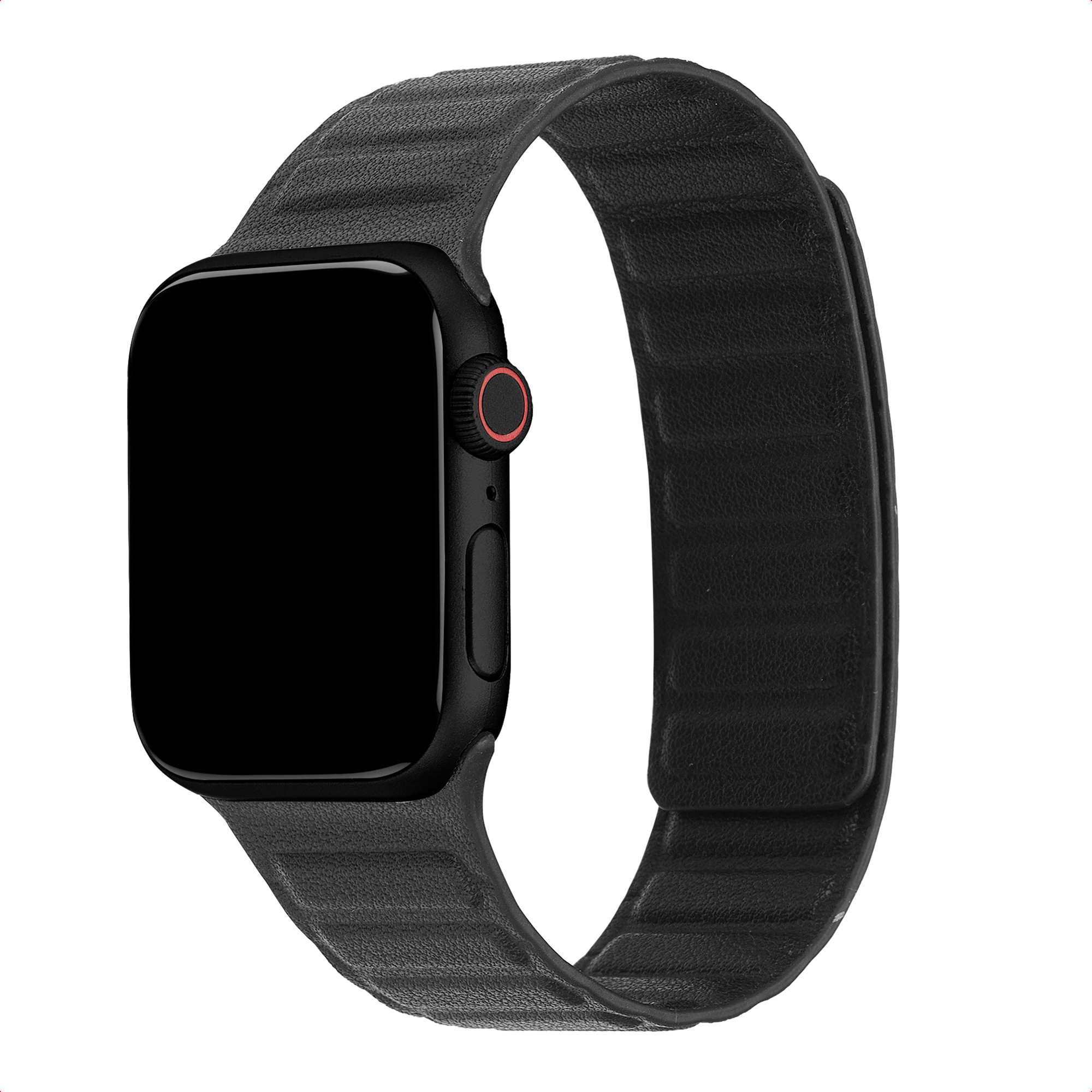 Accezz Bracelet en cuir v&eacute;ritable magn&eacute;tique Apple Watch  38/40/41/42 mm - Noir