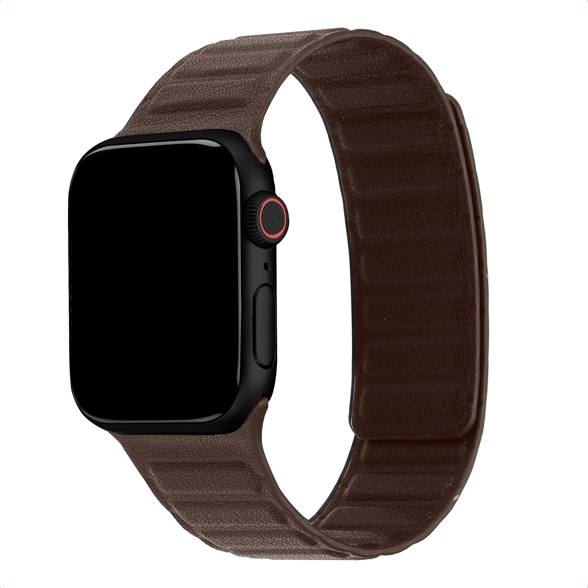 Accezz Bracelet en cuir v&eacute;ritable magn&eacute;tique Apple Watch  44/45/46/49 mm - Chocolate Brown
