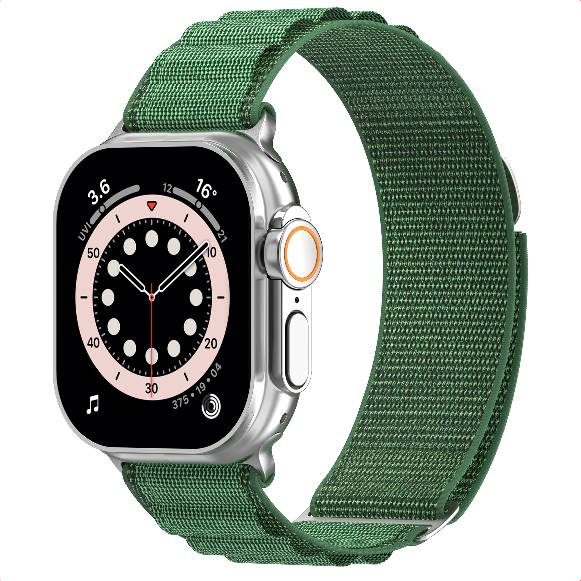 Accezz Bracelet en nylon Alpine Apple Watch  44/45/46/49 mm - Olive Green