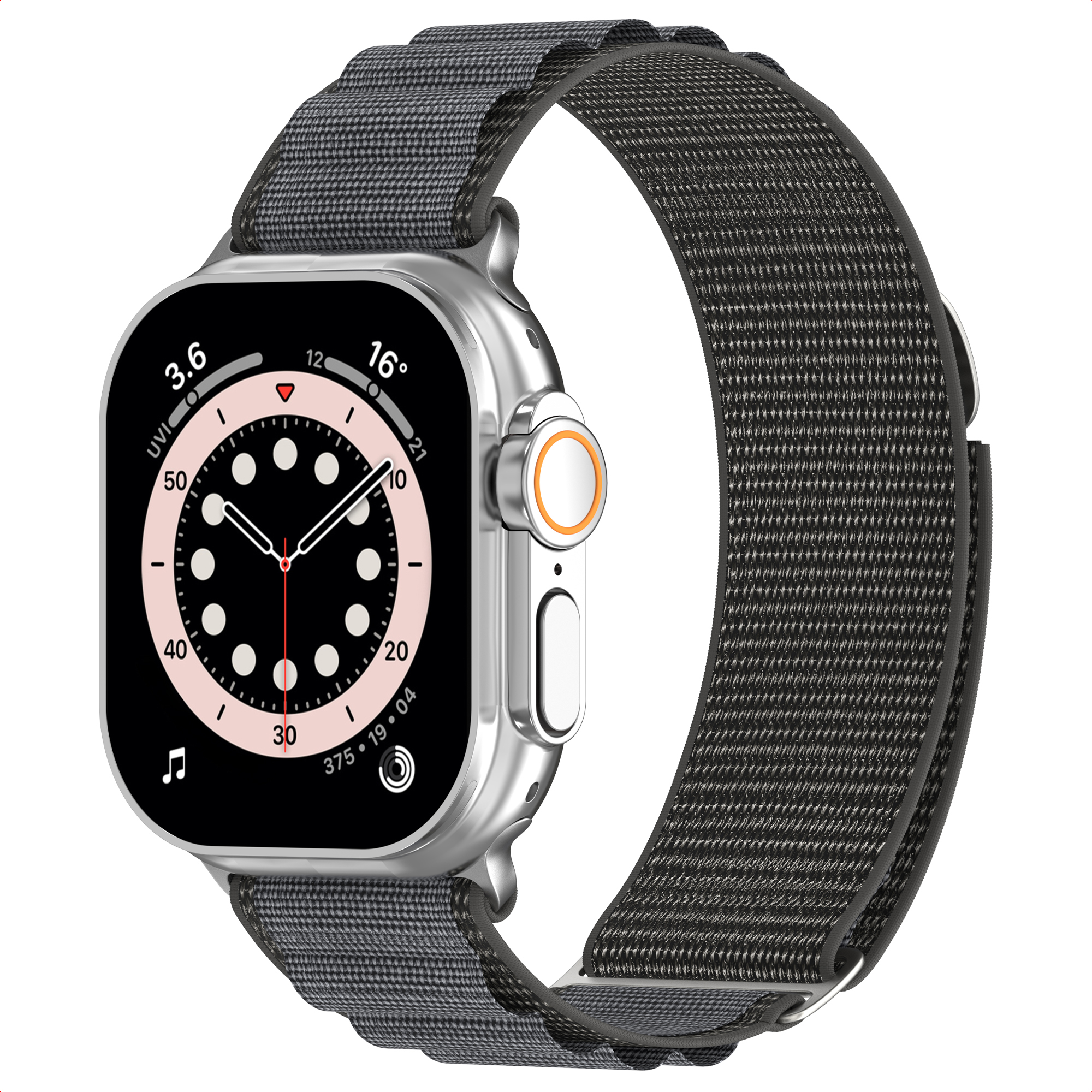 Accezz Bracelet en nylon Alpine Apple Watch 44/45/46/49 mm - Dark Grey