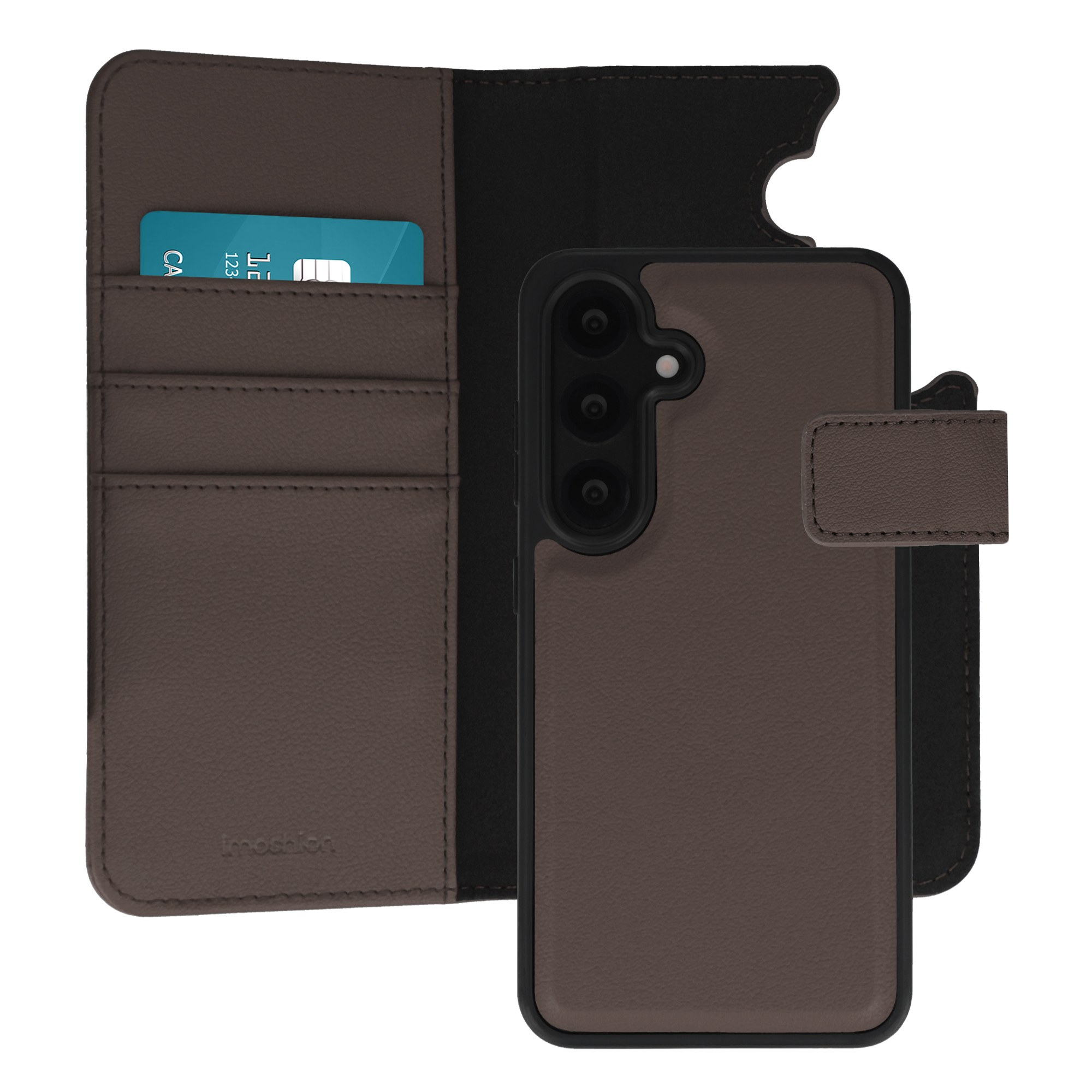 IMOSHION Etui portefeuille luxe 2-en-1 amovible pour Samsung Galaxy S25 - Marron