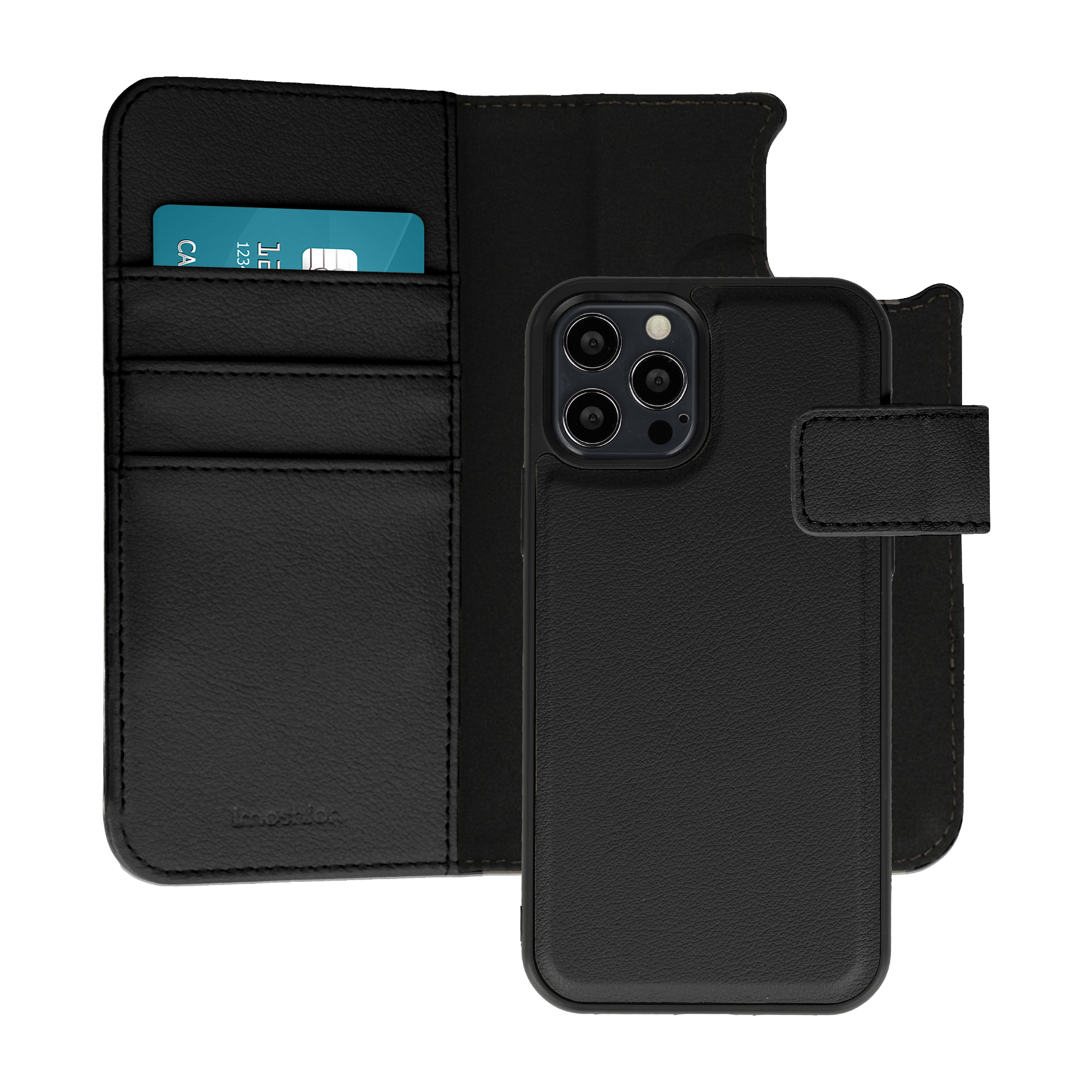 IMOSHION Etui portefeuille luxe 2-en-1 amovible pour iPhone 12 (Pro) - Noir