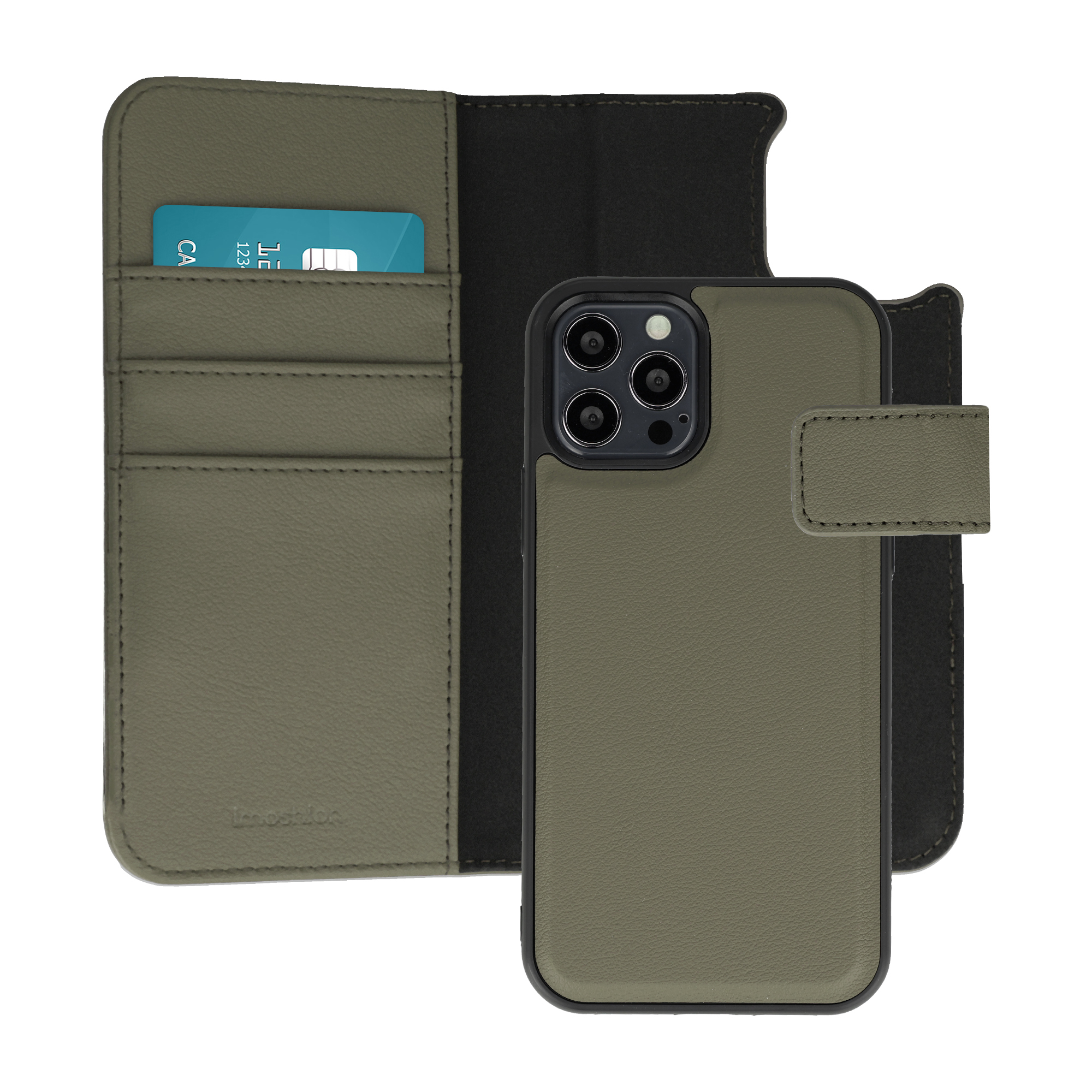 IMOSHION Etui portefeuille luxe 2-en-1 amovible pour iPhone 12 (Pro) - Vert