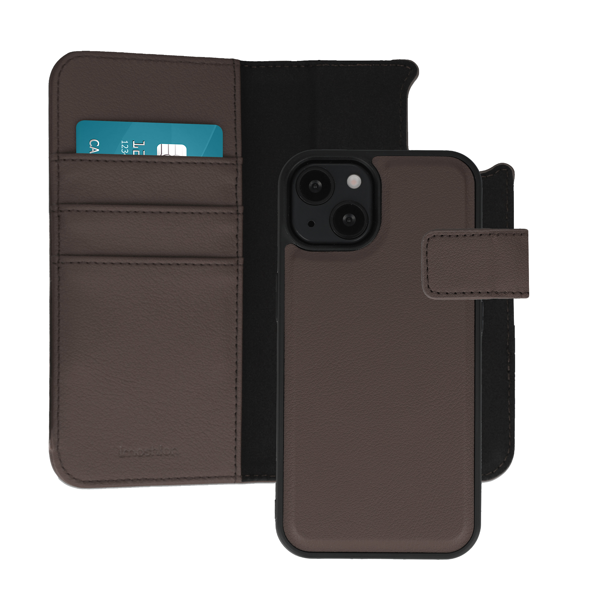 IMOSHION Etui portefeuille luxe 2-en-1 amovible pour iPhone 13 - Marron