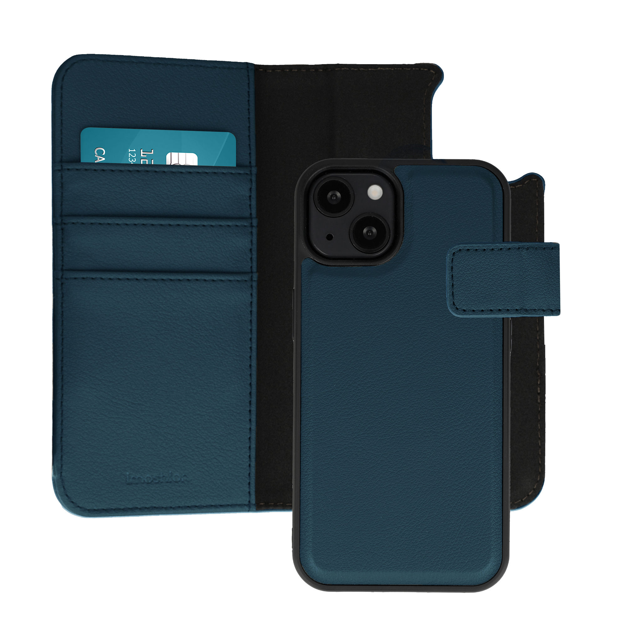 IMOSHION Etui portefeuille luxe 2-en-1 amovible pour iPhone 13 - Bleu
