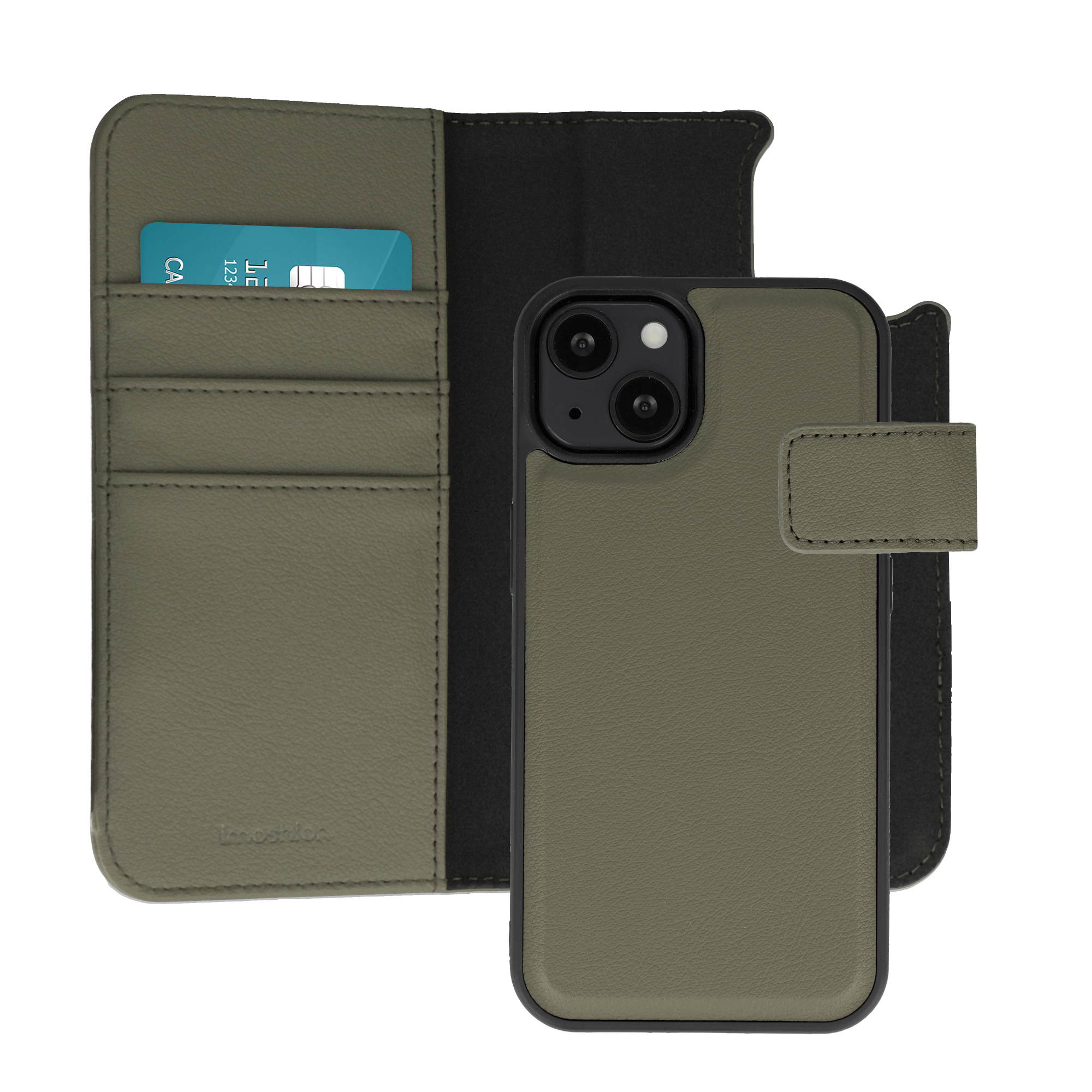 IMOSHION Etui portefeuille luxe 2-en-1 amovible pour iPhone 13 - Vert