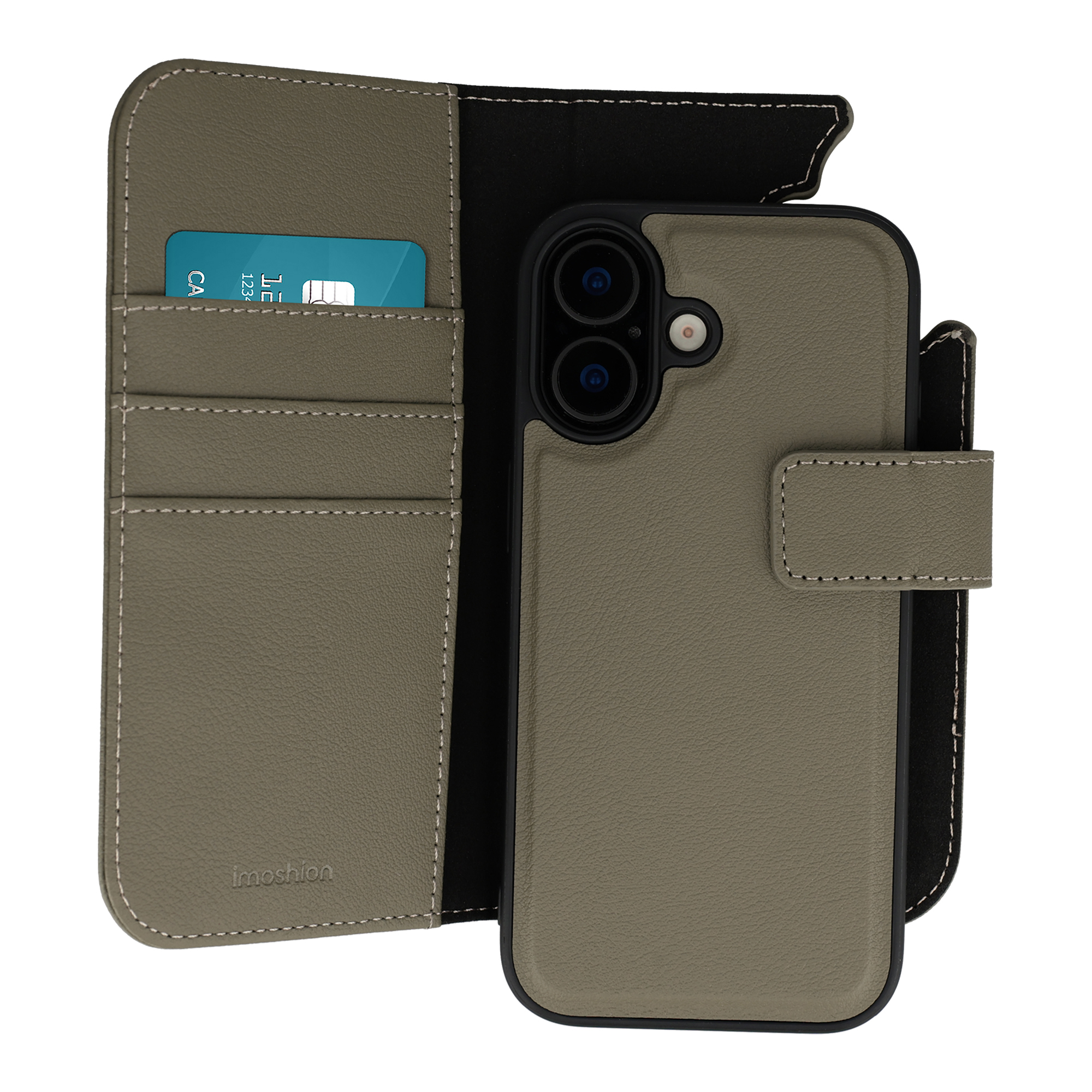 IMOSHION Etui portefeuille luxe 2-en-1 amovible pour iPhone 16 - Vert