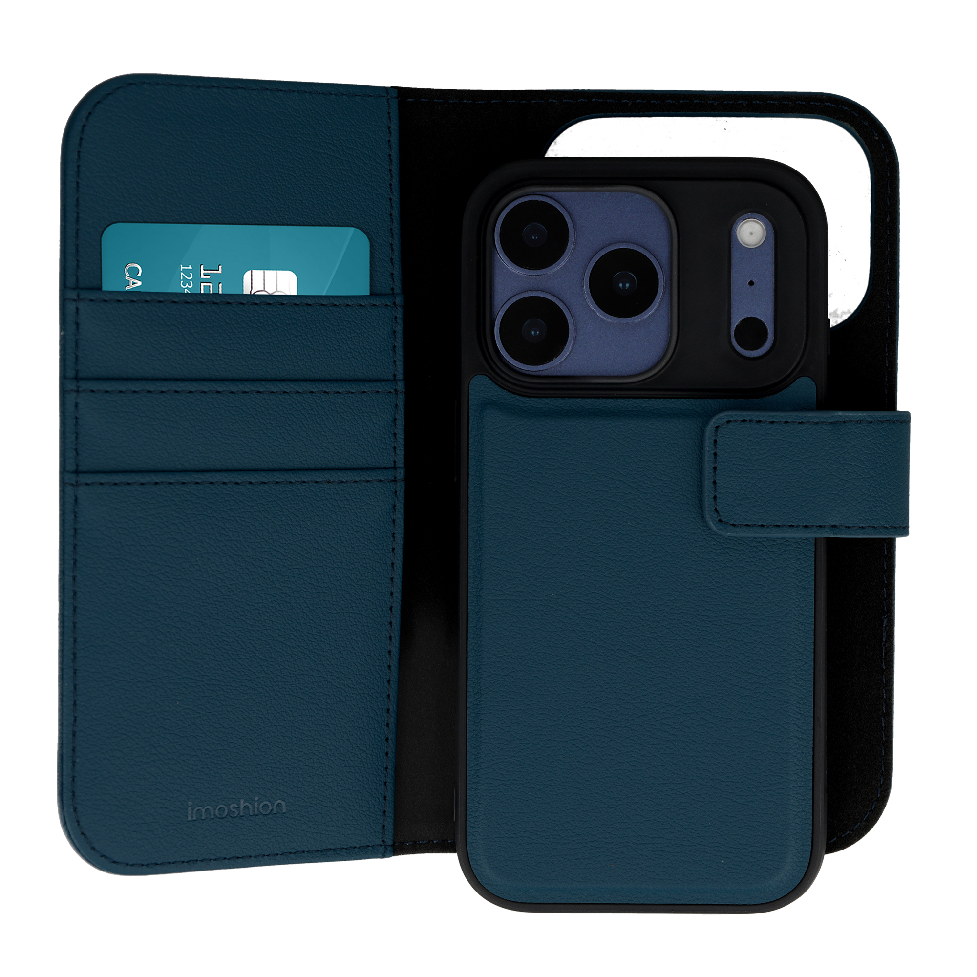 IMOSHION Etui portefeuille luxe 2-en-1 amovible pour iPhone 17 Pro - Bleu