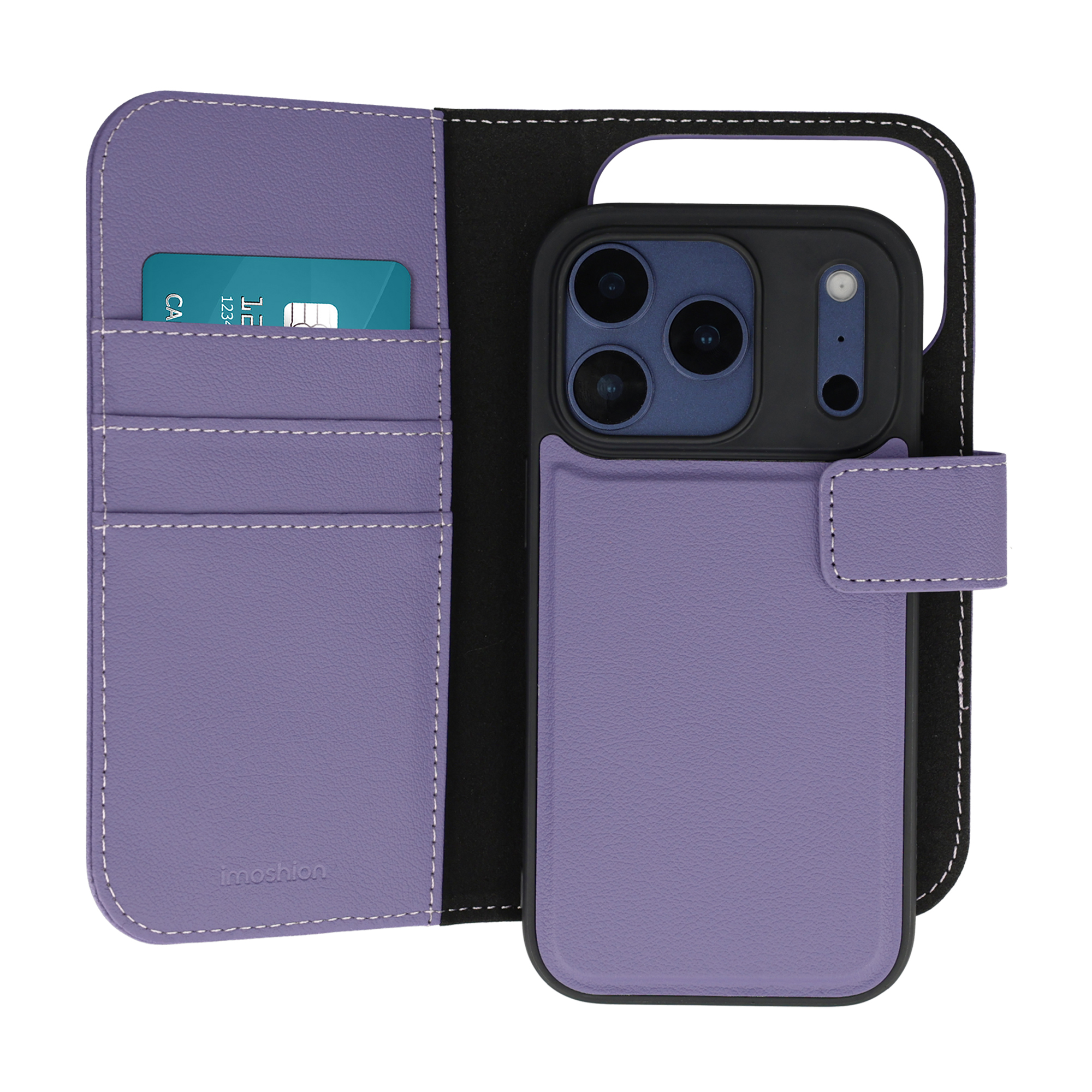 IMOSHION Etui portefeuille luxe 2-en-1 amovible pour iPhone 17 Pro - Violet