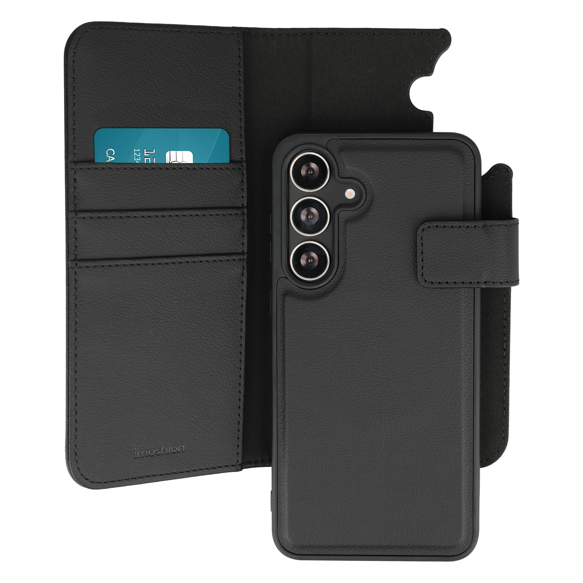 IMOSHION Etui portefeuille luxe 2-en-1 amovible pour Samsung Galaxy S24 FE - Noir