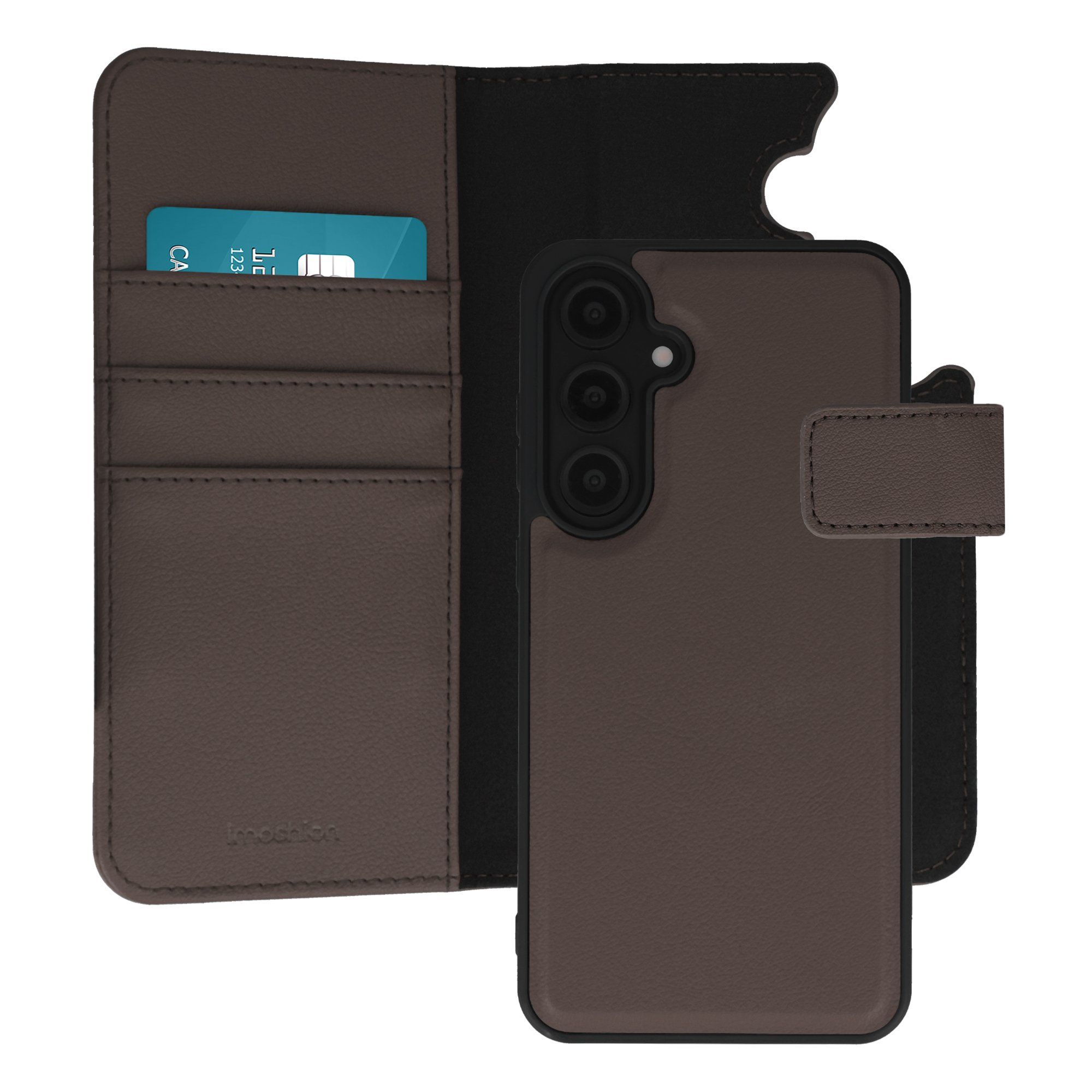 IMOSHION Etui portefeuille luxe 2-en-1 amovible pour Samsung Galaxy S24 FE - Marron