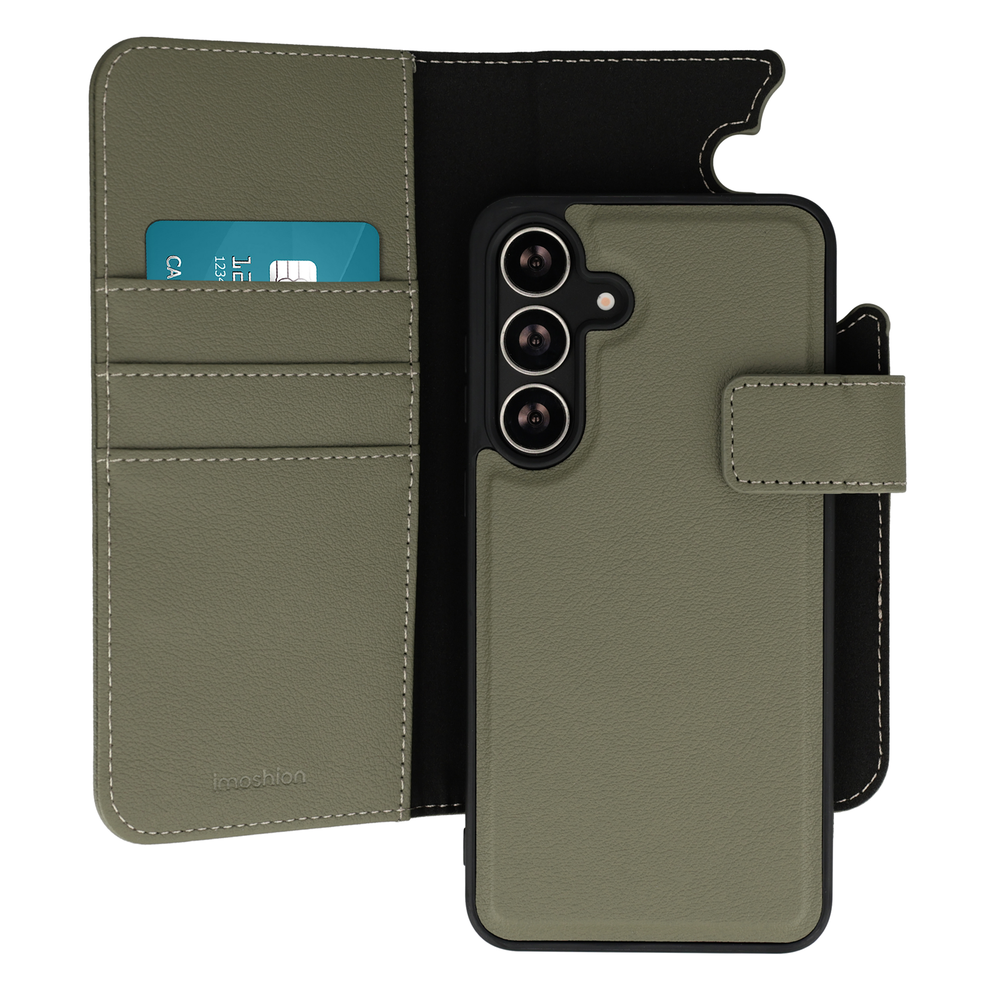 IMOSHION Etui portefeuille luxe 2-en-1 amovible pour Samsung Galaxy S24 FE - Vert