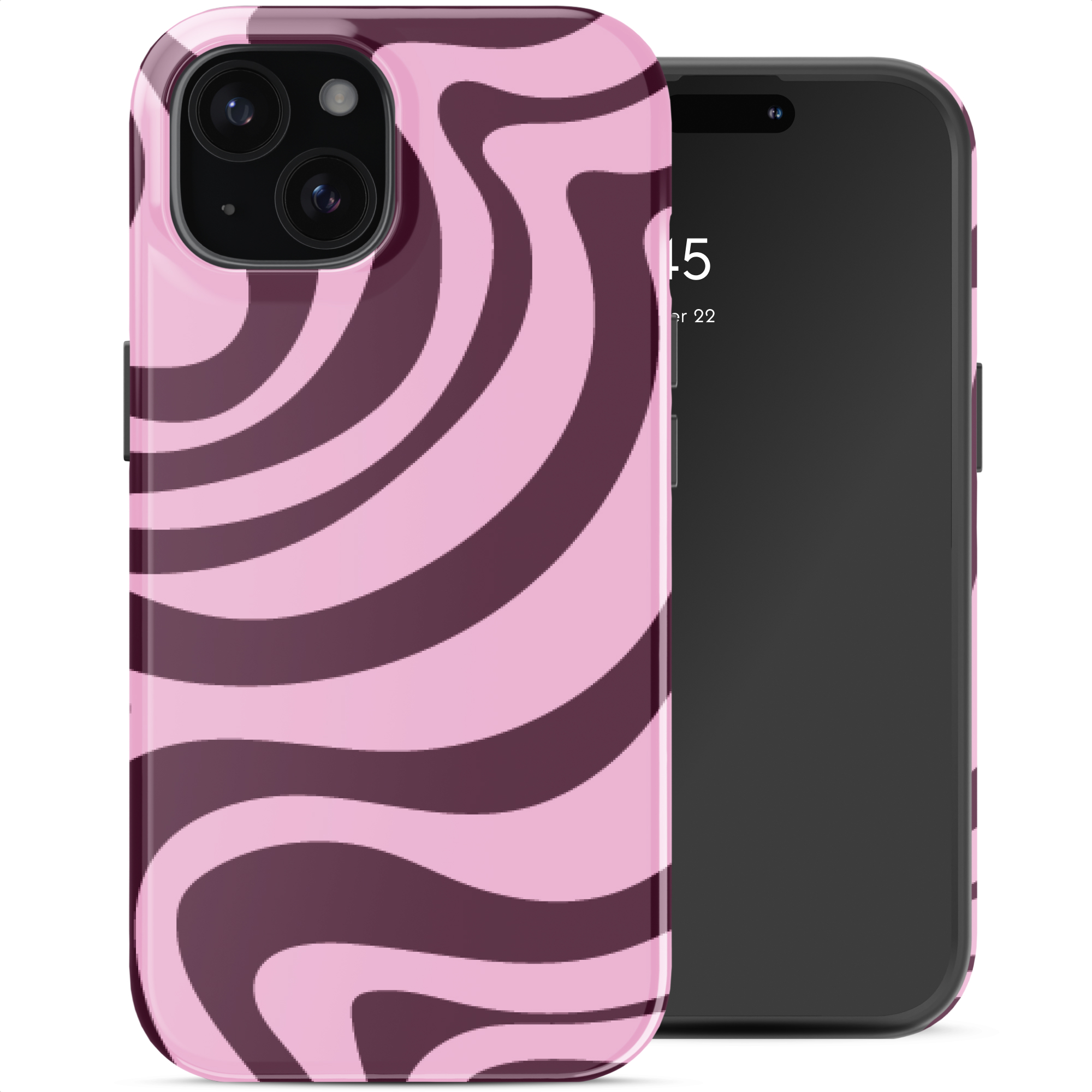 SELENCIA  Coque arri&egrave;re Vivid Apple iPhone 15 - Wavy Swirl Pink Plum