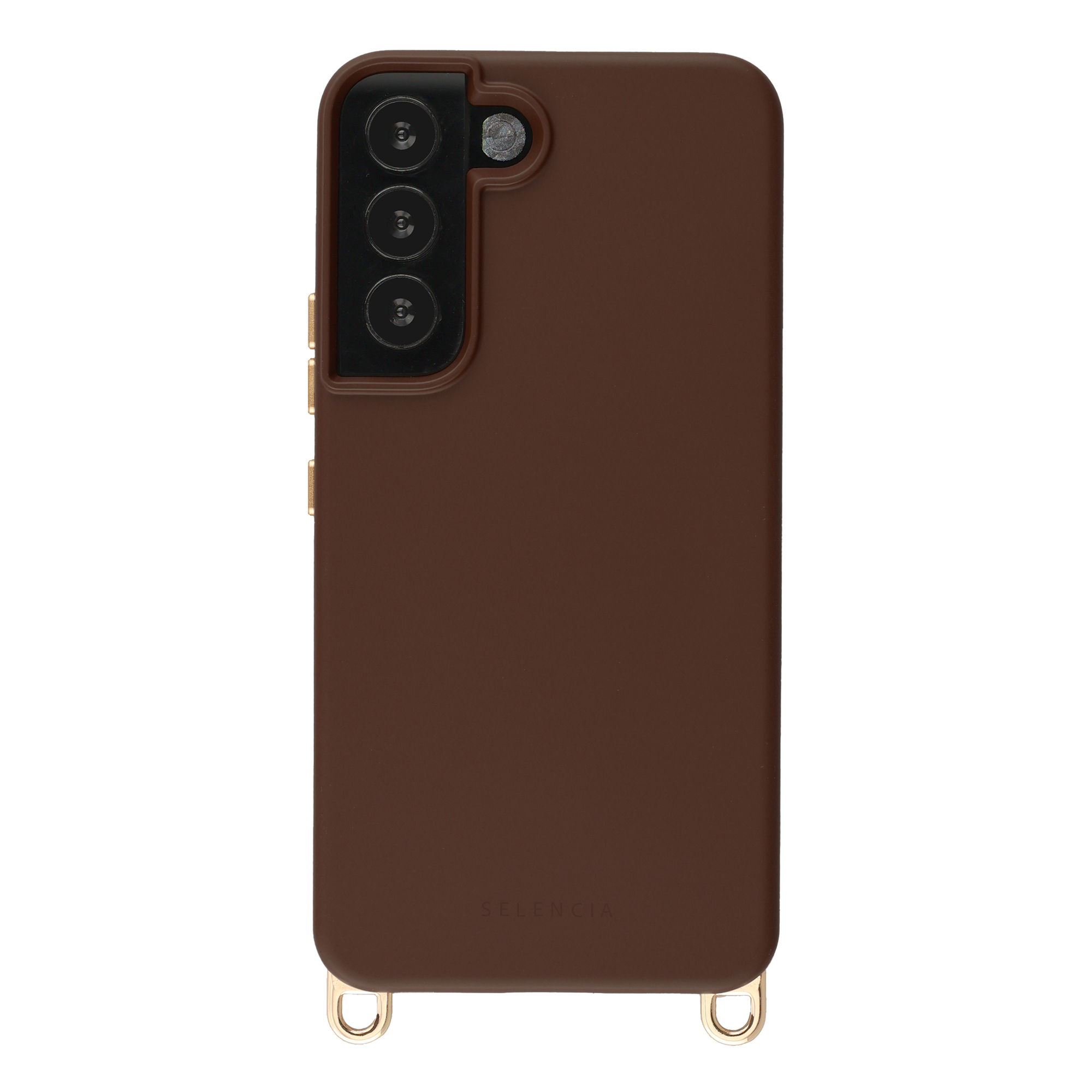 SELENCIA  Coque arri&egrave;re Rivi&egrave;ra avec MagSafe avec crochets amovibles pour Samsung Galaxy S22 - Choco Brown