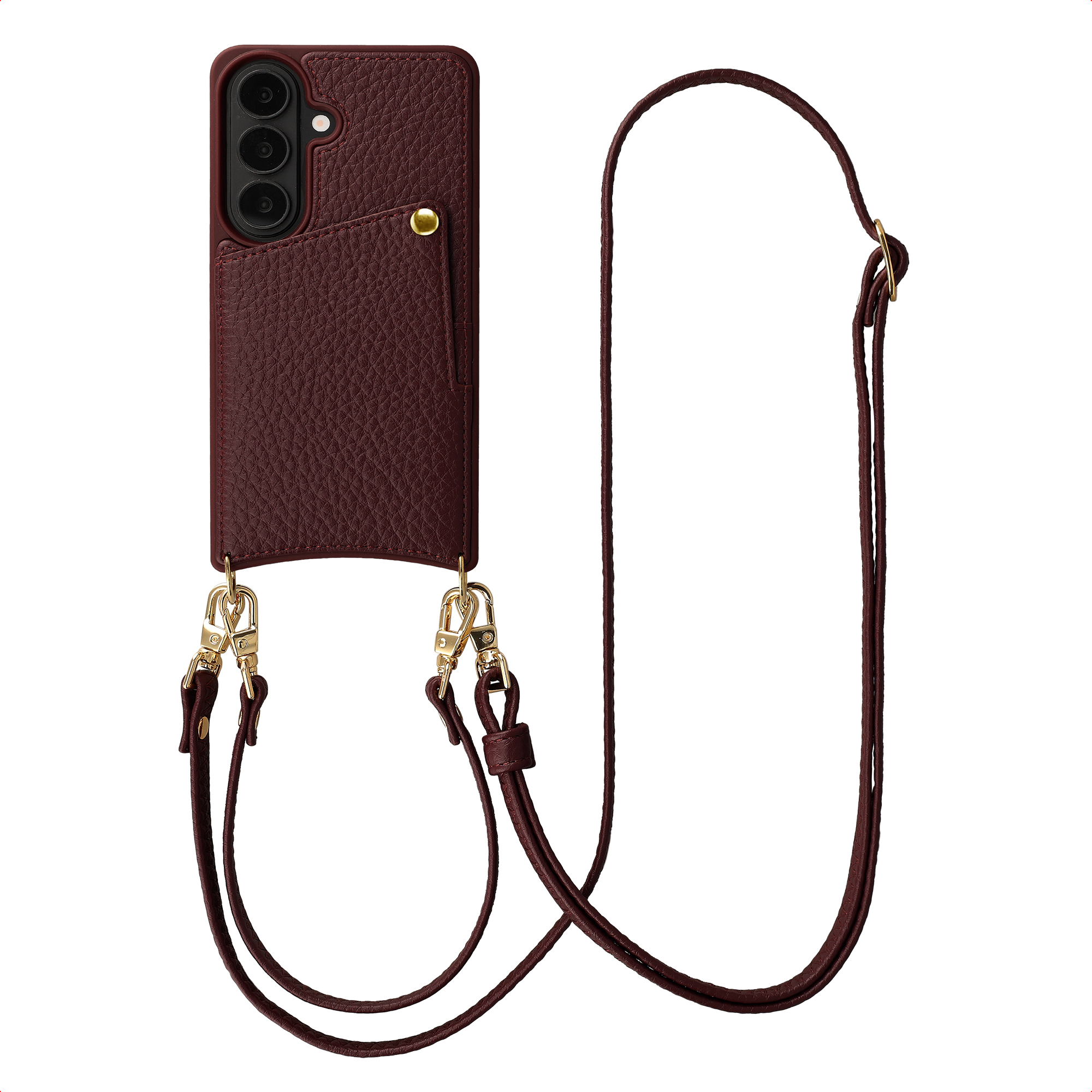 Selencia Nova Telefoonhoes met Koord en Pashouder voor de Samsung Galaxy S26 - Bold Burgundy