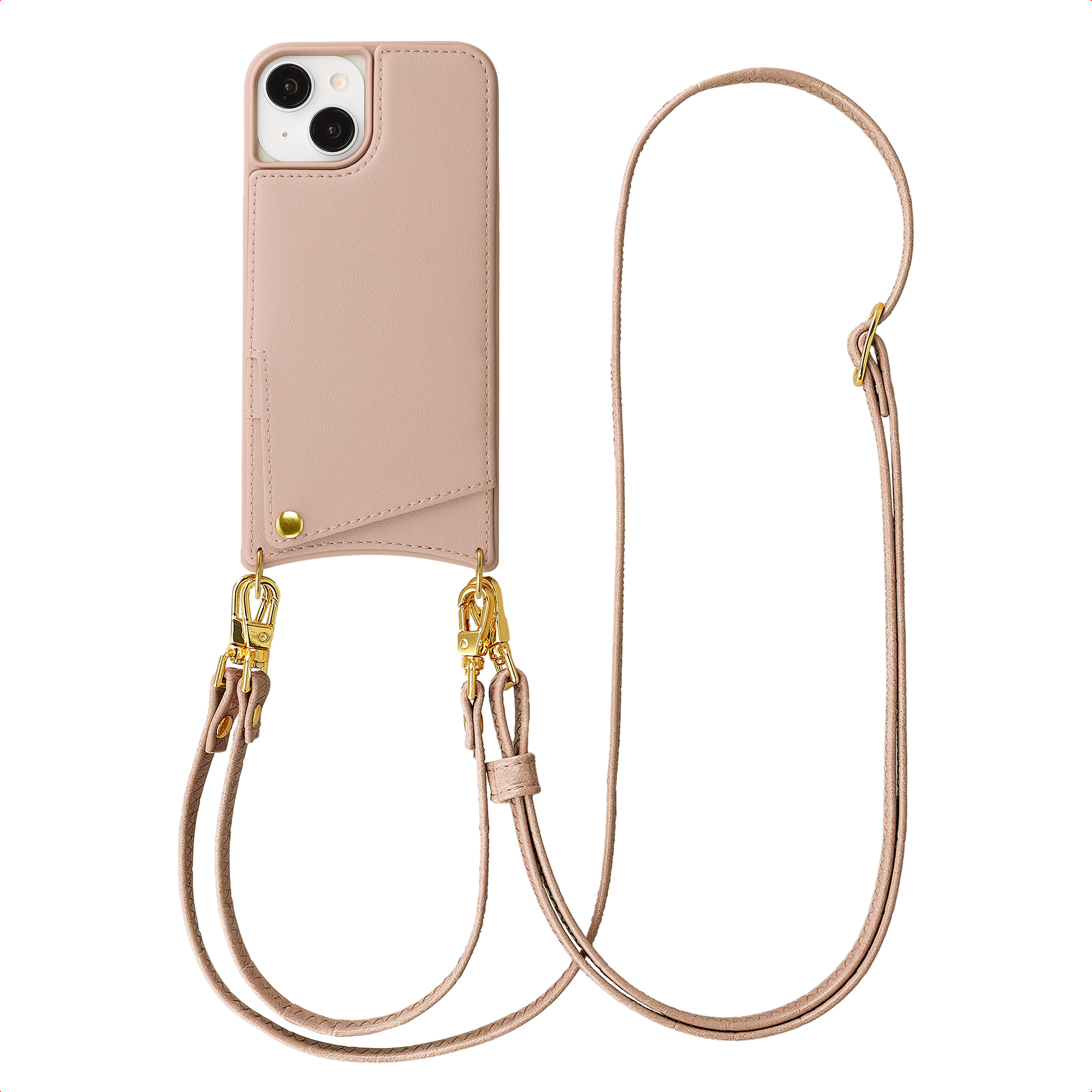 SELENCIA Coque de t&eacute;l&eacute;phone Nova avec cordon et porte-cartes pour iPhone 15 - Dusty Rose