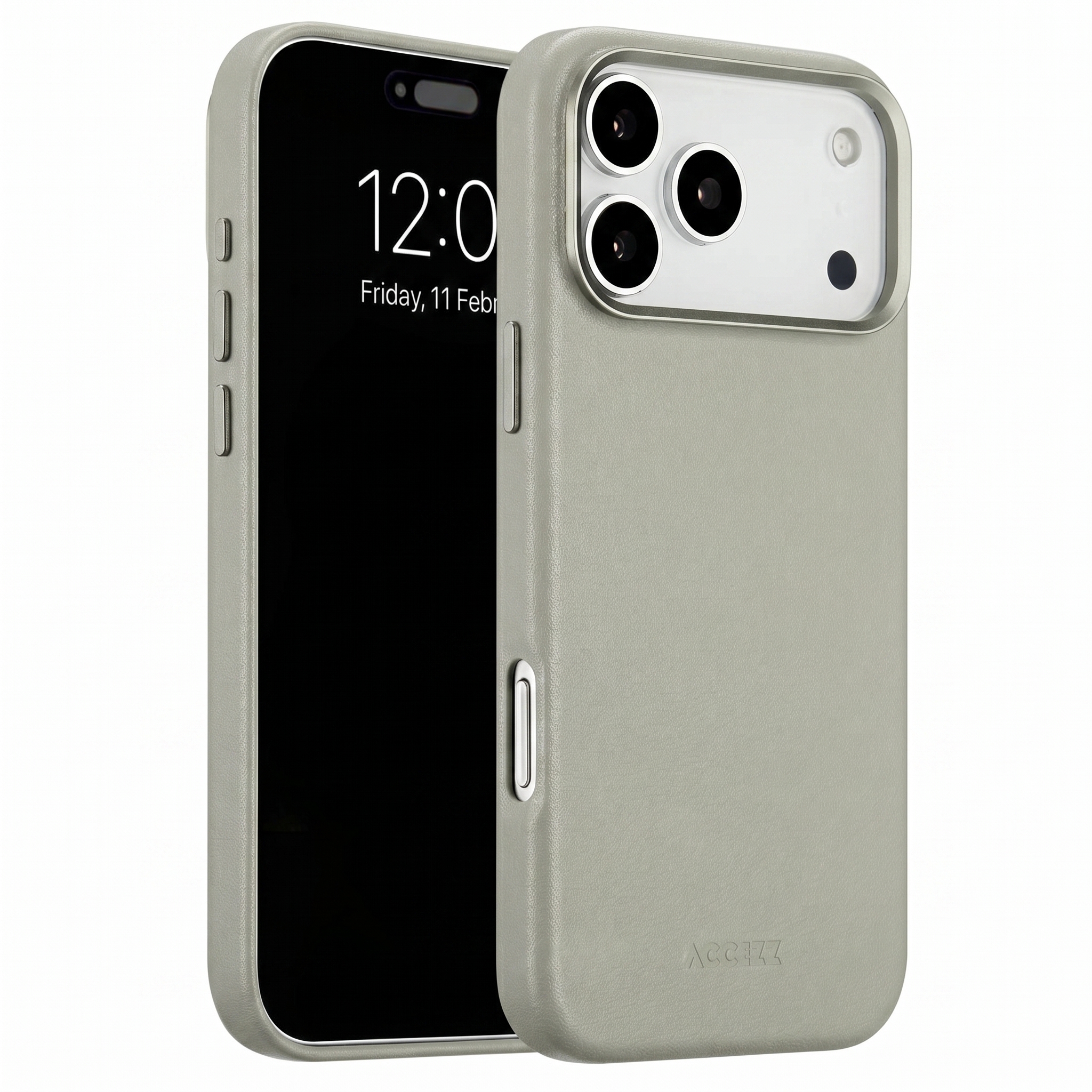Accezz MagSafe Leather Backcover voor de Apple iPhone 18 Pro / 17 Pro - Light Grey