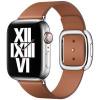 Apple Leather Band Modern Buckle Apple Watch Series 1-9 / SE - 38/40/41 mm - Taille L - Saddle Brown