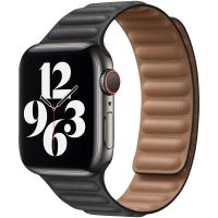Apple Leather Link Apple Watch Series 1-9 / SE - 38/40/41 mm - Taille S/M - Noir