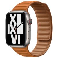 Apple Leather Link S/M Apple Watch Series 1-9 / SE / Ultra (2) - 42/44/45/49 mm - Golden Brown