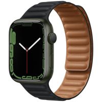 Apple Leather Link Apple Watch Series 1-9 / SE / Ultra (2) - 42/44/45/49 mm - Taille M/L - Midnight
