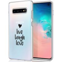 iMoshion Coque Design Samsung Galaxy S10 - Live Laugh Love - Noir