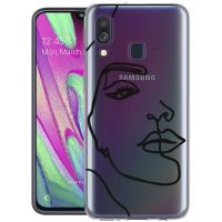 iMoshion Coque Design Samsung Galaxy A40 - Visage abstrait - Noir