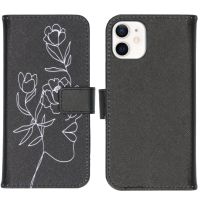 iMoshion Coque silicone design iPhone 12 Mini - Woman Flower Black