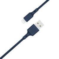 Just Green Câble Lightning vers USB - Recyclable - Coton tressé - Certification MFi - 2.4A - 2 mètres - Bleu