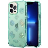 Guess Coque Peony Glitter iPhone 14 Pro Max - Turquoise